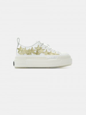 Basket Amiri Metallic Platform Stars Court Femme Blanche Doré | SIPX82709