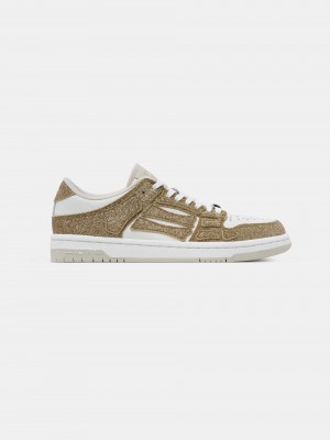 Basket Amiri Shimmer Skel-top Low Femme Blanche Doré | GOIX08927