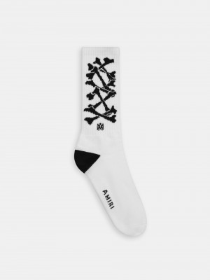 Chaussette Amiri Bones Stacked Socks Homme Blanche Noir | THXK58730