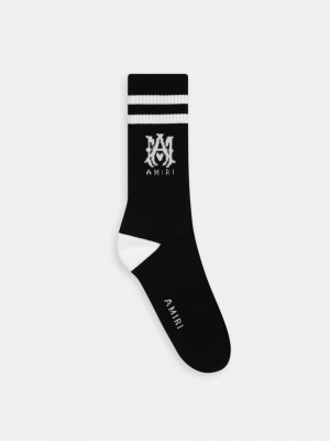 Chaussette Amiri Ma Core Logo Socks Homme Noir Blanche | VQPT71948
