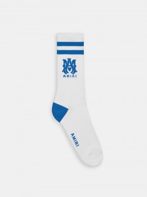Chaussette Amiri Ma Stripe Socks Homme Blanche Bleu | MQGP15837