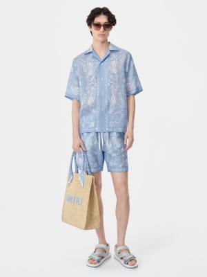 Chemises Amiri Bandana Watercolor Camp Shirt Homme Cerulean | LTXA37489