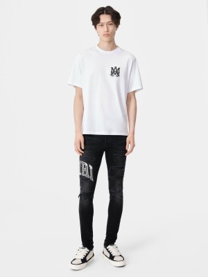 Denim Amiri Varsity Logo Repair Jean Homme Noir | YBAN69138