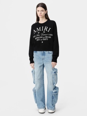Knitwear Amiri Arts District Crew Femme Noir | FOTS68715