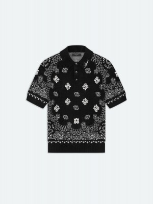 Knitwear Amiri Bandana Short Sleeve Polo Homme Noir | OEUZ53284