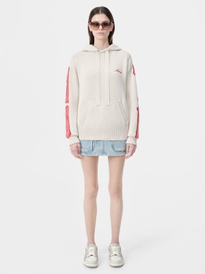 Knitwear Amiri Bones Hoodie Femme Alabaster | COKN20187