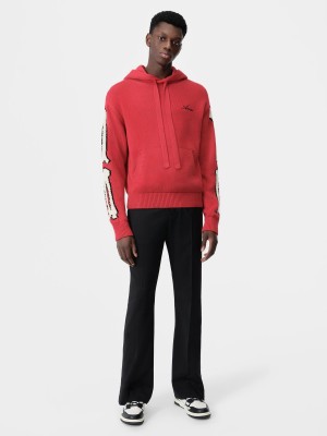 Knitwear Amiri Bones Hoodie Homme Rouge | BMXN57183