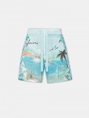 Short Amiri Paradise Crochet Short Homme Cerulean | DPZG76841