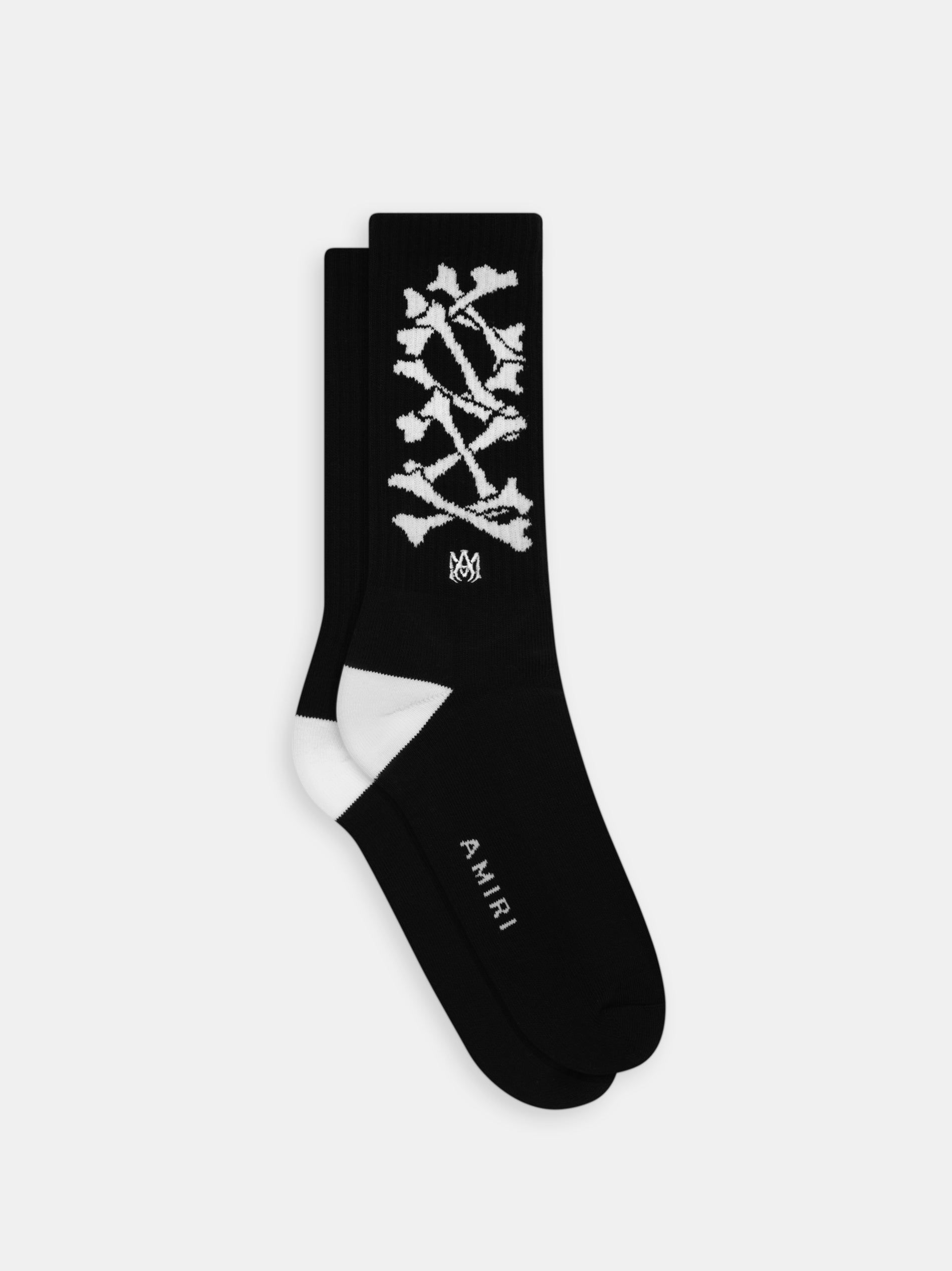 Chaussette Amiri Bones Stacked Socks Homme Noir Blanche | YHME18603