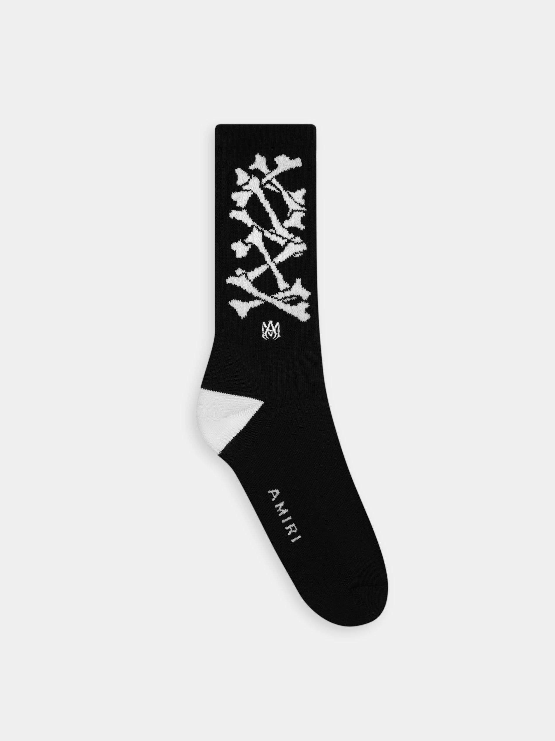 Chaussette Amiri Bones Stacked Socks Homme Noir Blanche | YHME18603