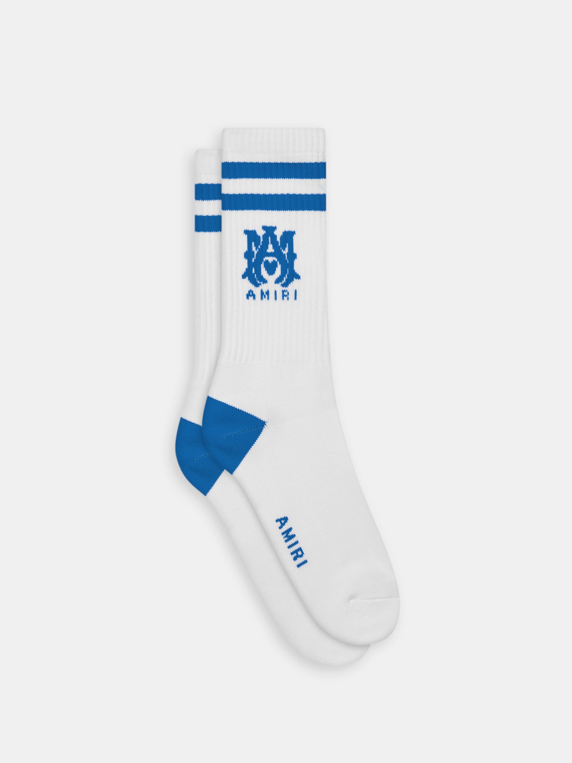 Chaussette Amiri Ma Stripe Socks Homme Blanche Bleu | MQGP15837