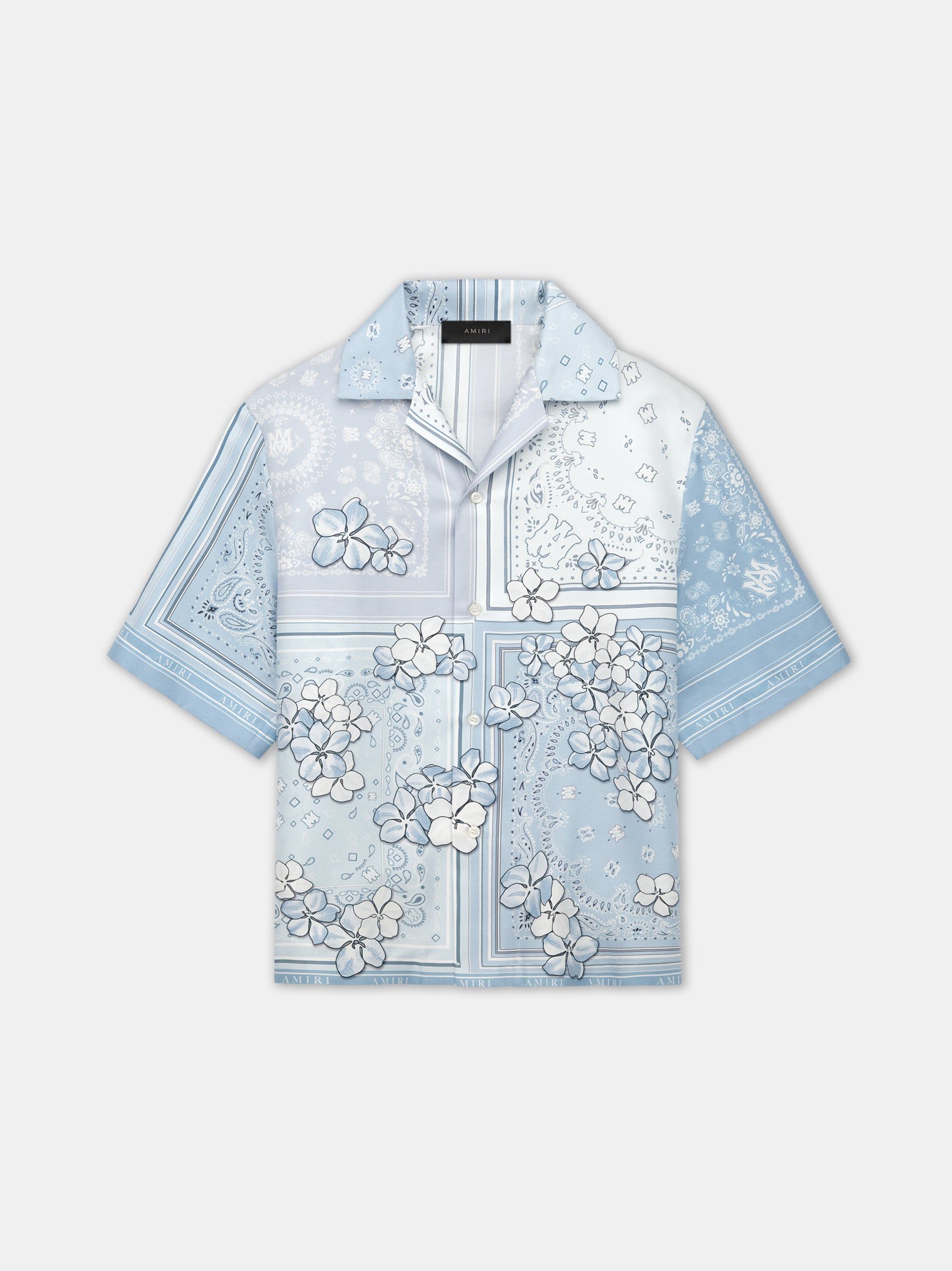 Chemises Amiri Bandana Floral Bowling Shirt Homme Cerulean | XDHV49862