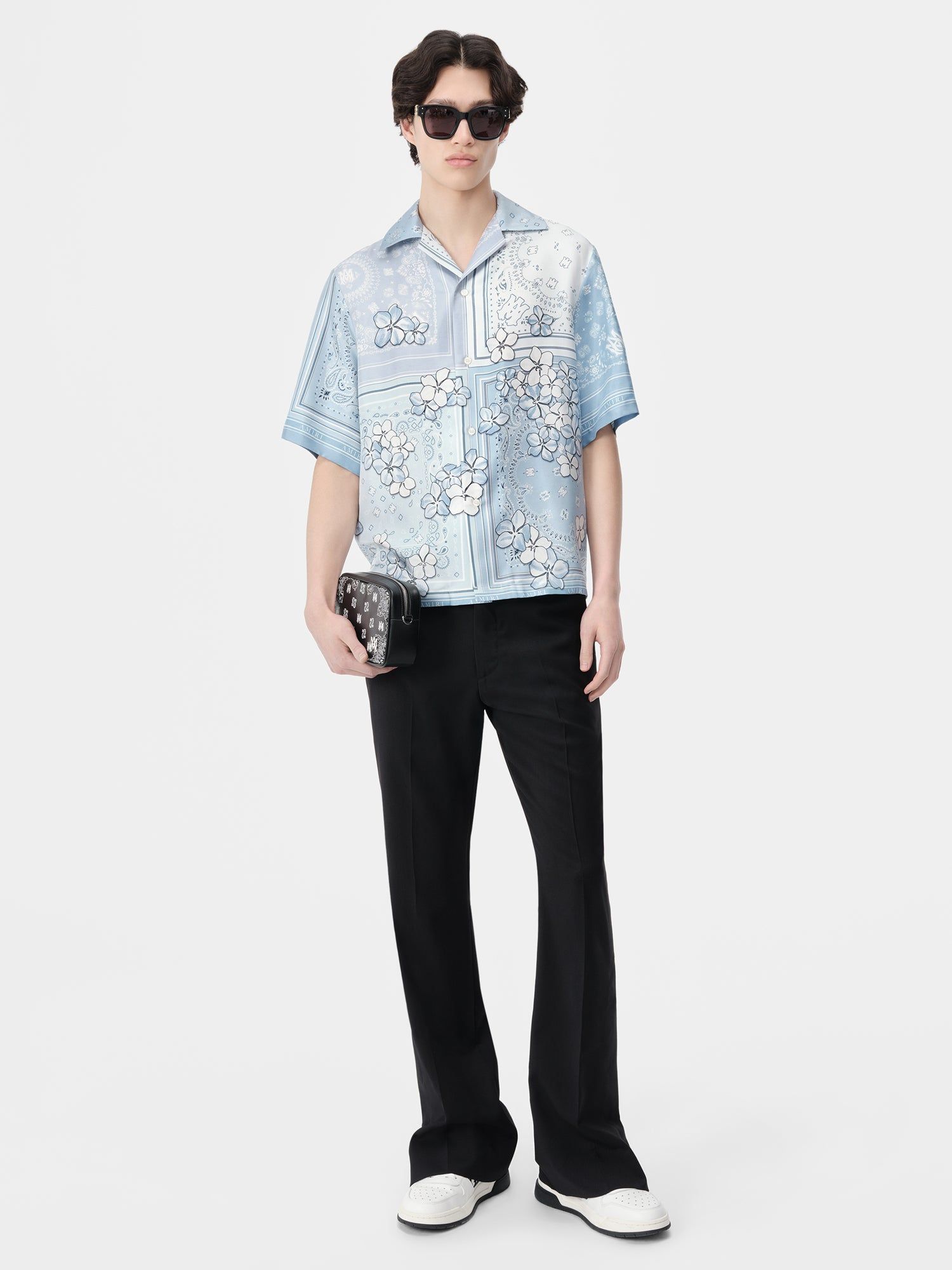Chemises Amiri Bandana Floral Bowling Shirt Homme Cerulean | XDHV49862