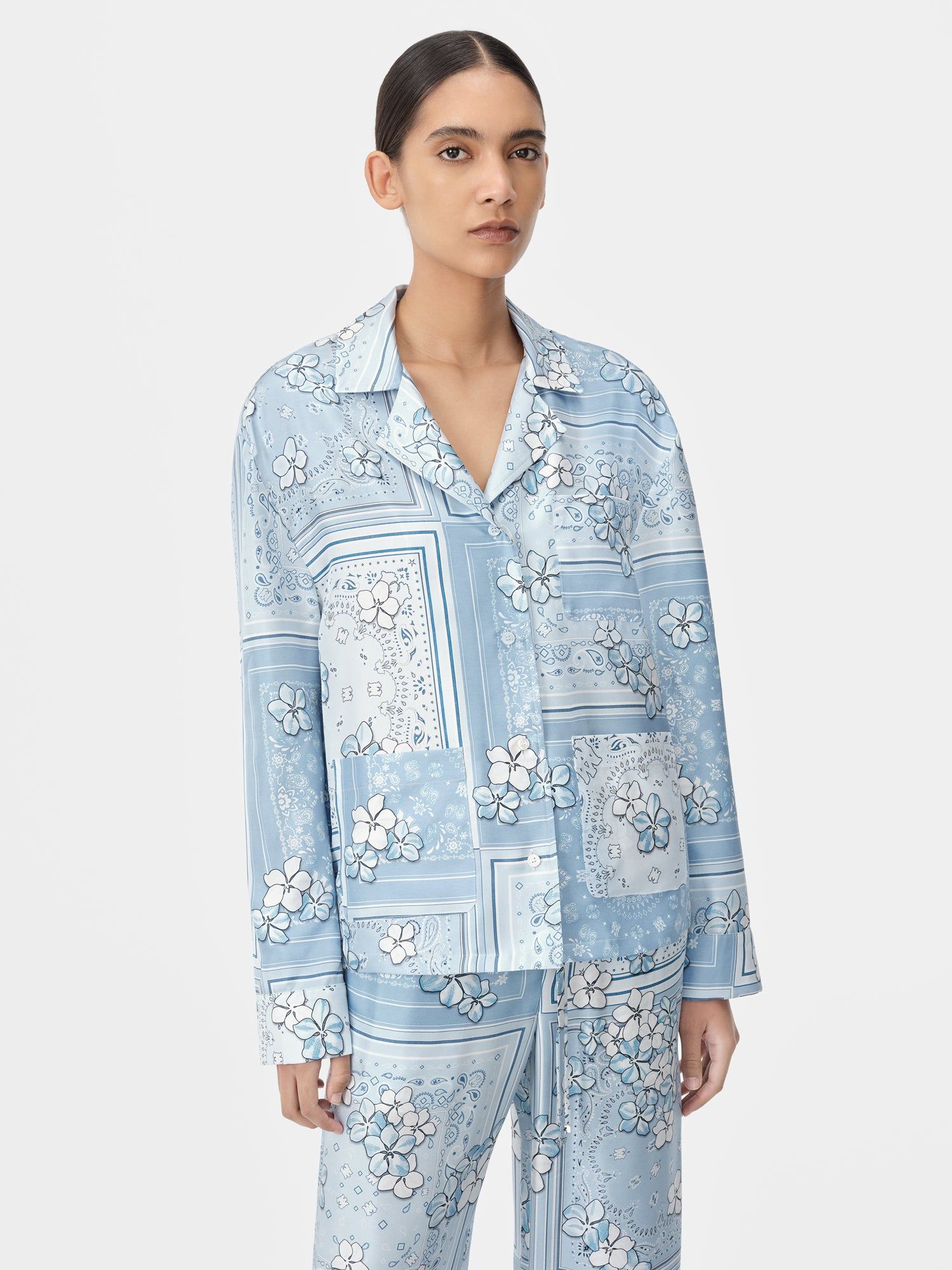Chemises Amiri Bandana Floral Pj Shirt Femme Cerulean | LVBX43051