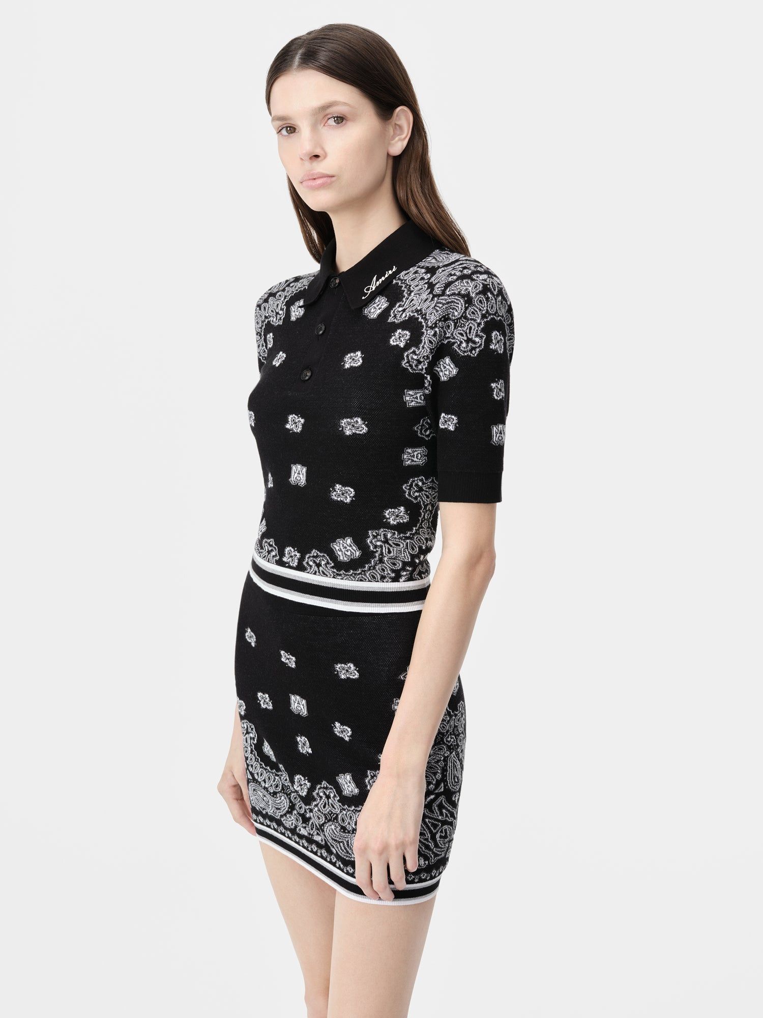 Chemises Amiri Bandana Polo Femme Noir | TRKV62805
