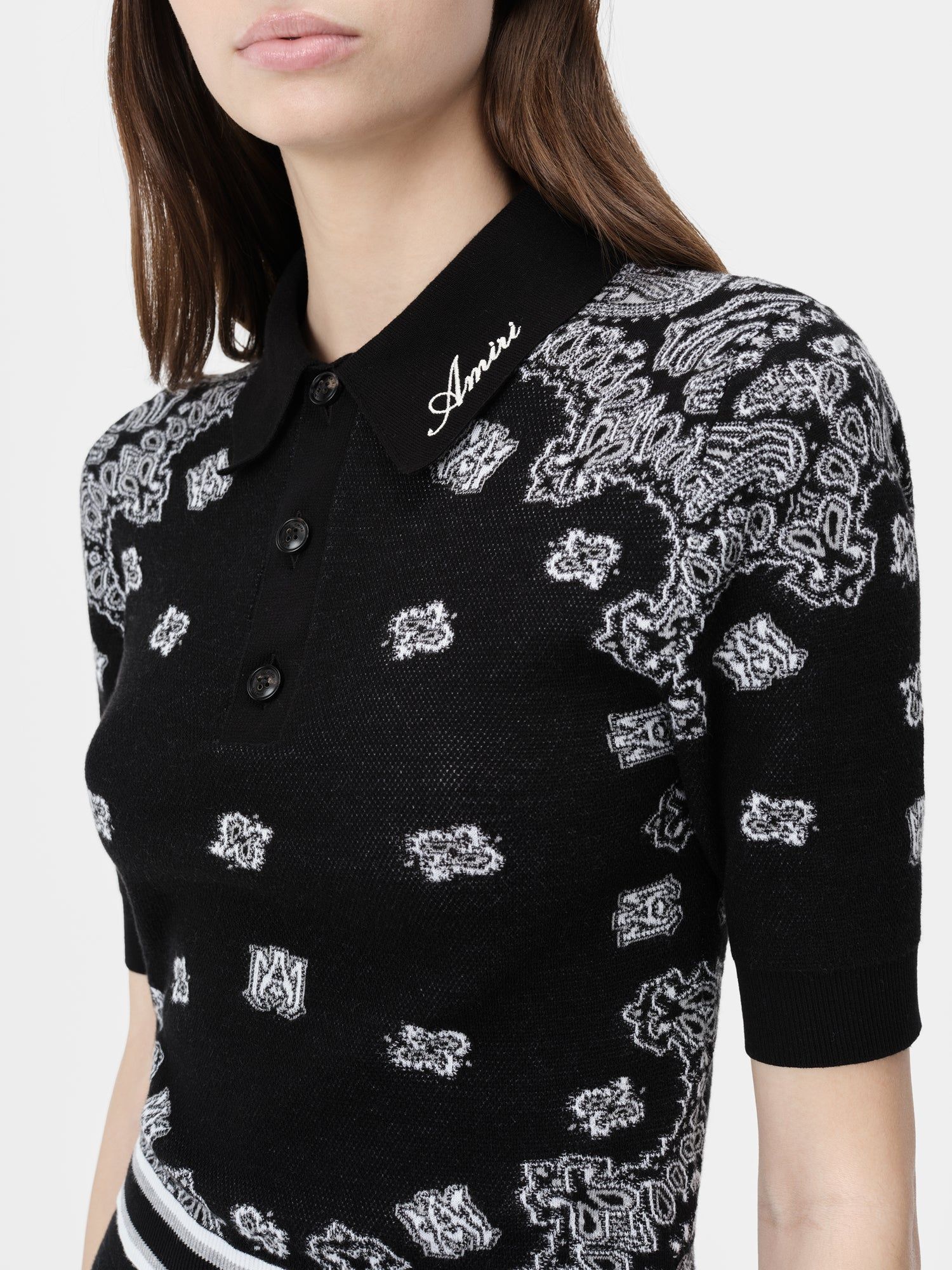 Chemises Amiri Bandana Polo Femme Noir | TRKV62805