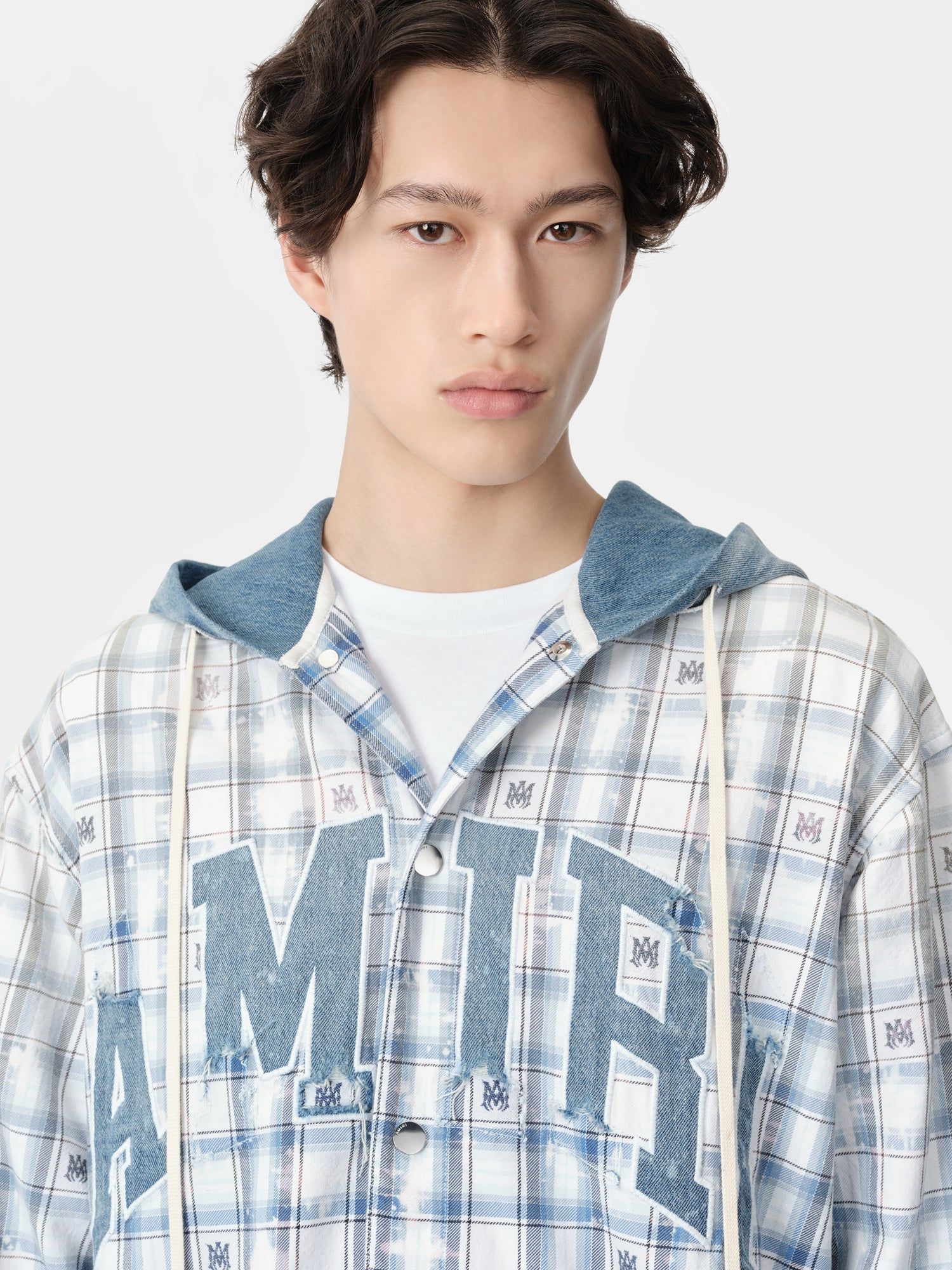Chemises Amiri Hooded Overshirt Homme Cerulean | KTJN25310