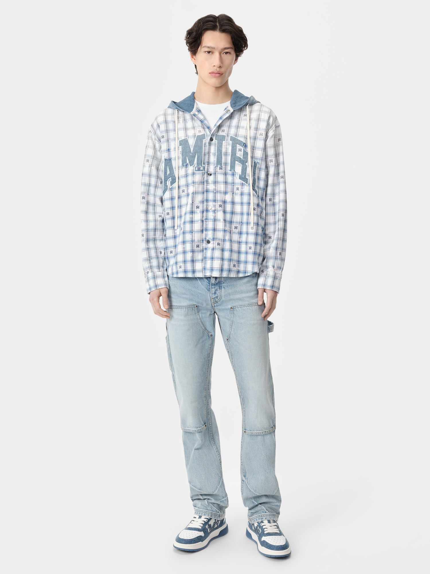 Chemises Amiri Hooded Overshirt Homme Cerulean | KTJN25310