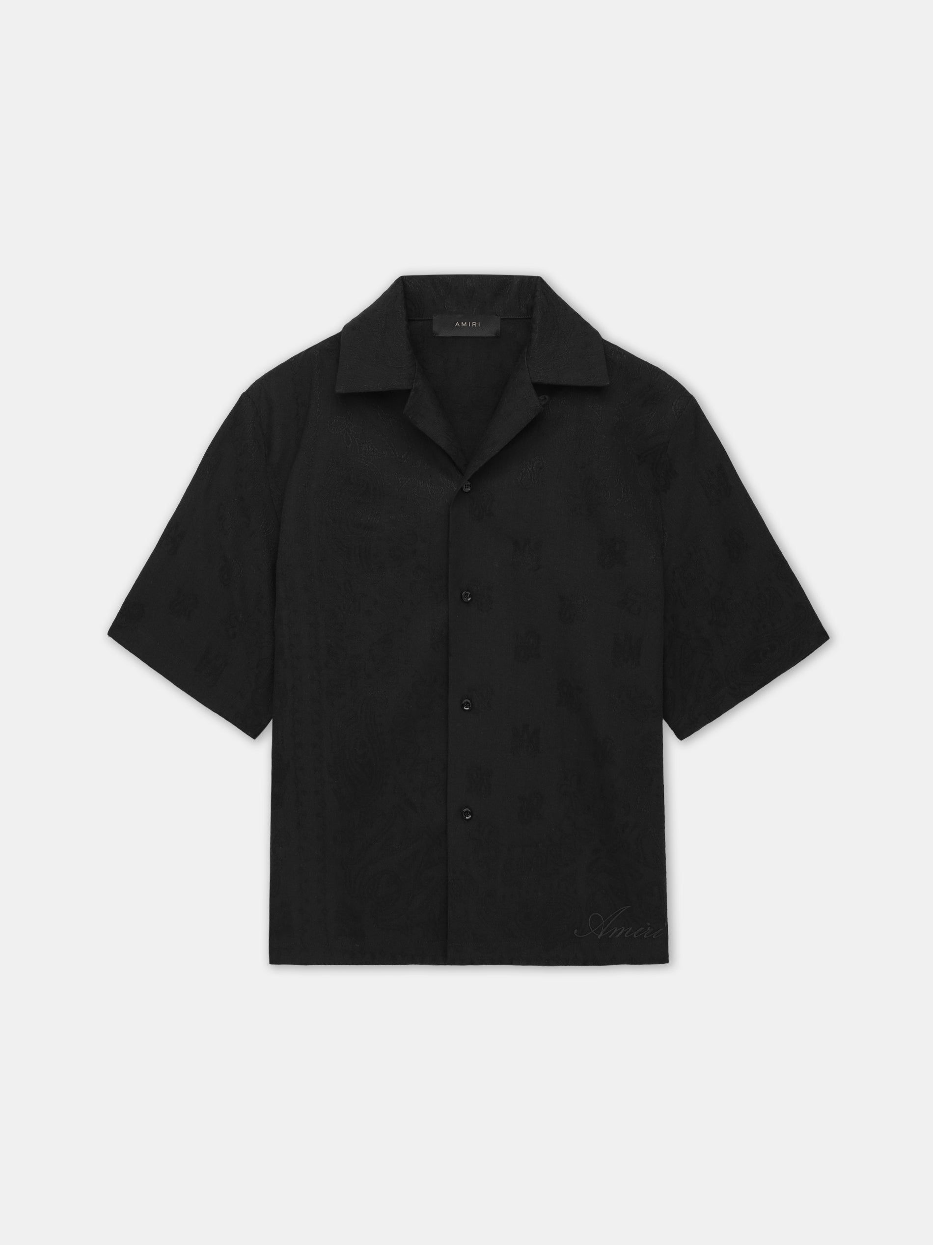 Chemises Amiri Ma Bandana Linen Camp Shirt Homme Noir | WGLA04763