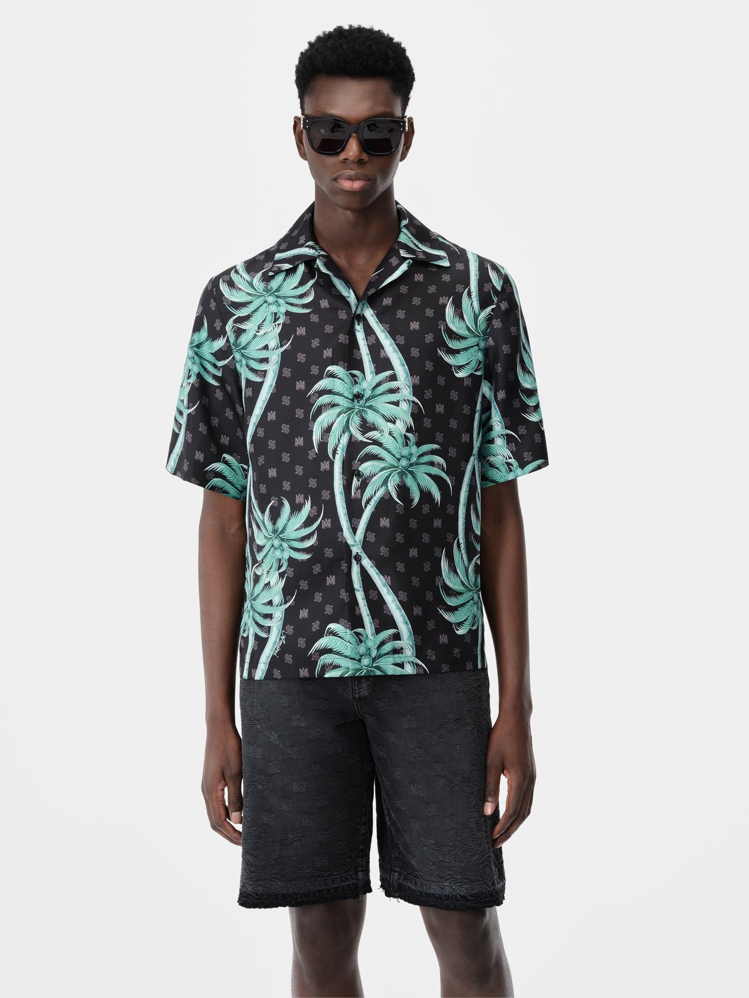 Chemises Amiri Palm Bowling Shirt Homme Noir | RUEL74208