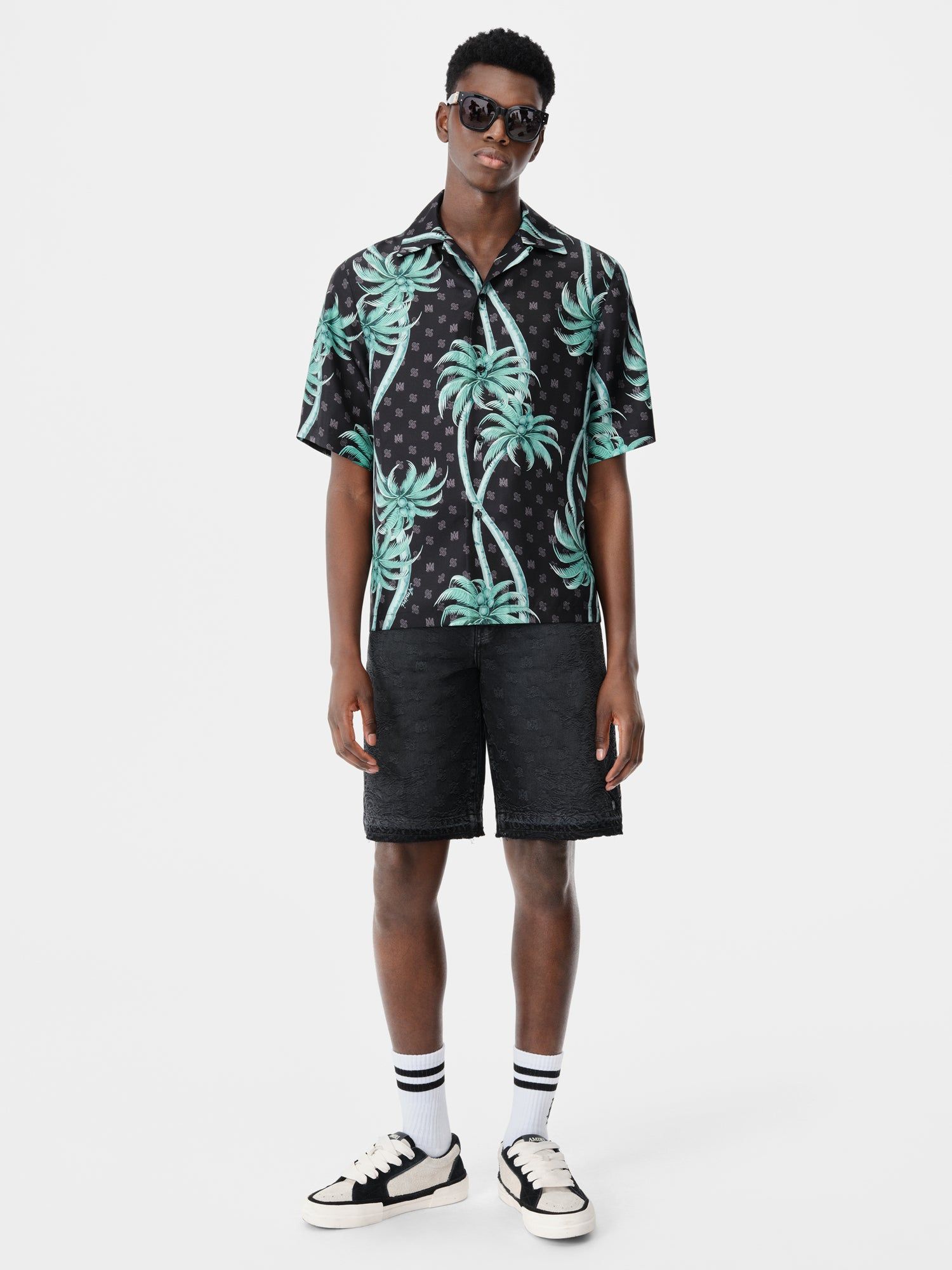 Chemises Amiri Palm Bowling Shirt Homme Noir | RUEL74208