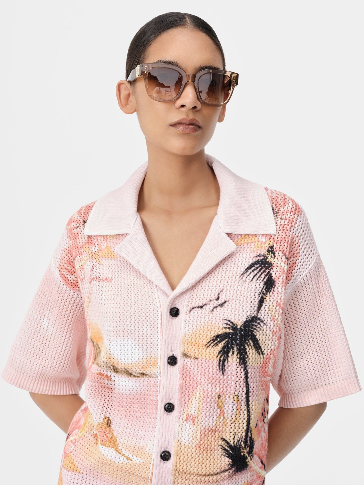 Chemises Amiri Paradise Crochet Polo Femme Rosewater | GRIF06318
