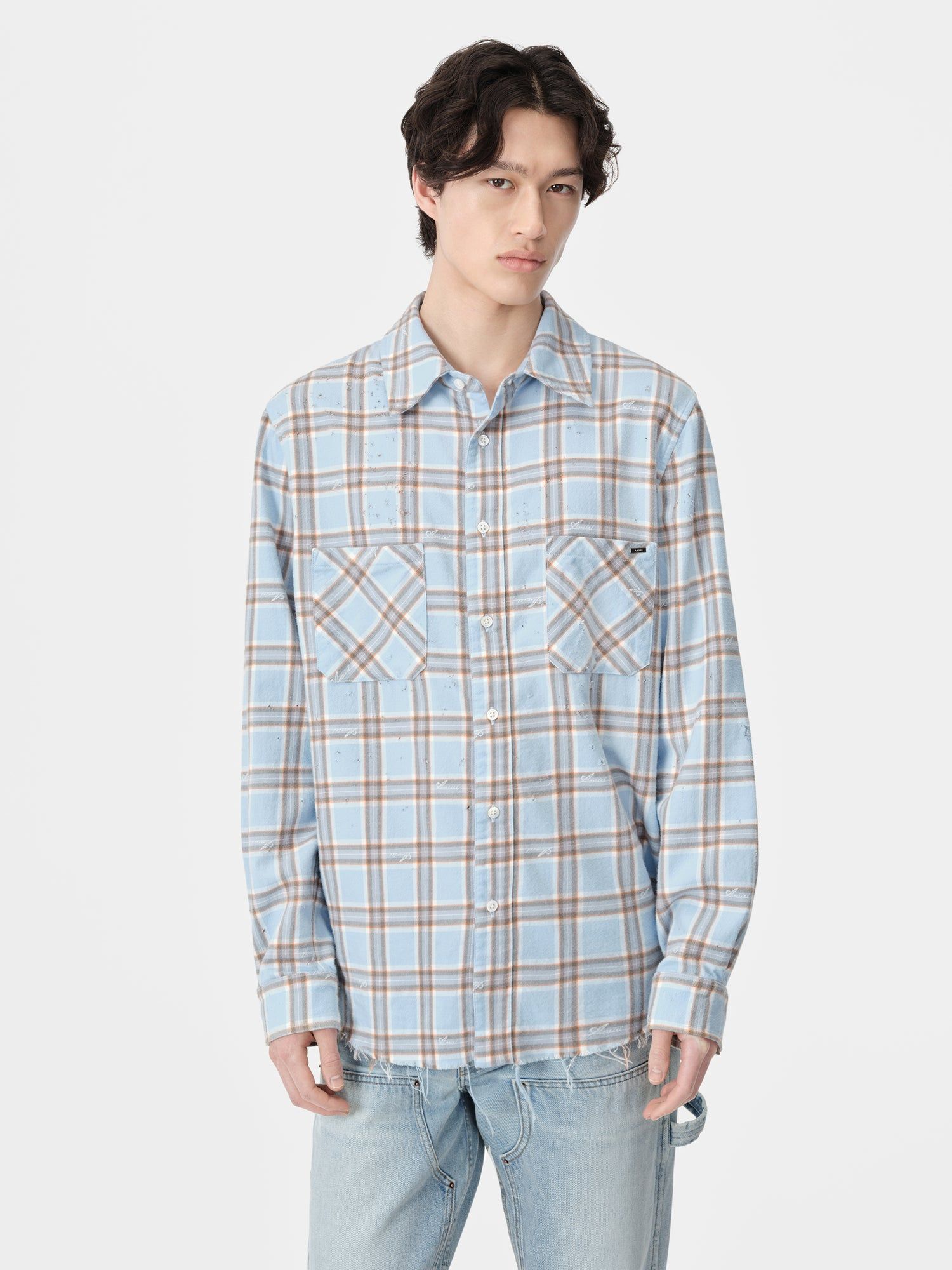 Chemises Amiri Shotgun Flannel Homme Bleu | BFKX73984