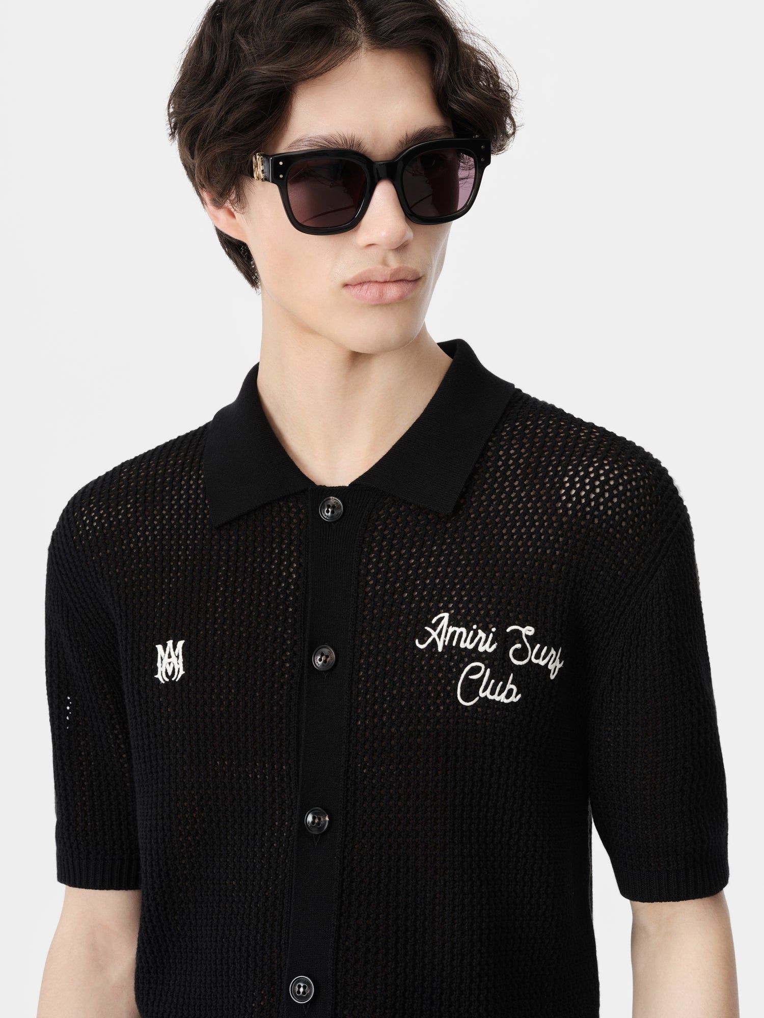 Chemises Amiri Surf Club Crotchet Polo Homme Noir | BPQZ56840