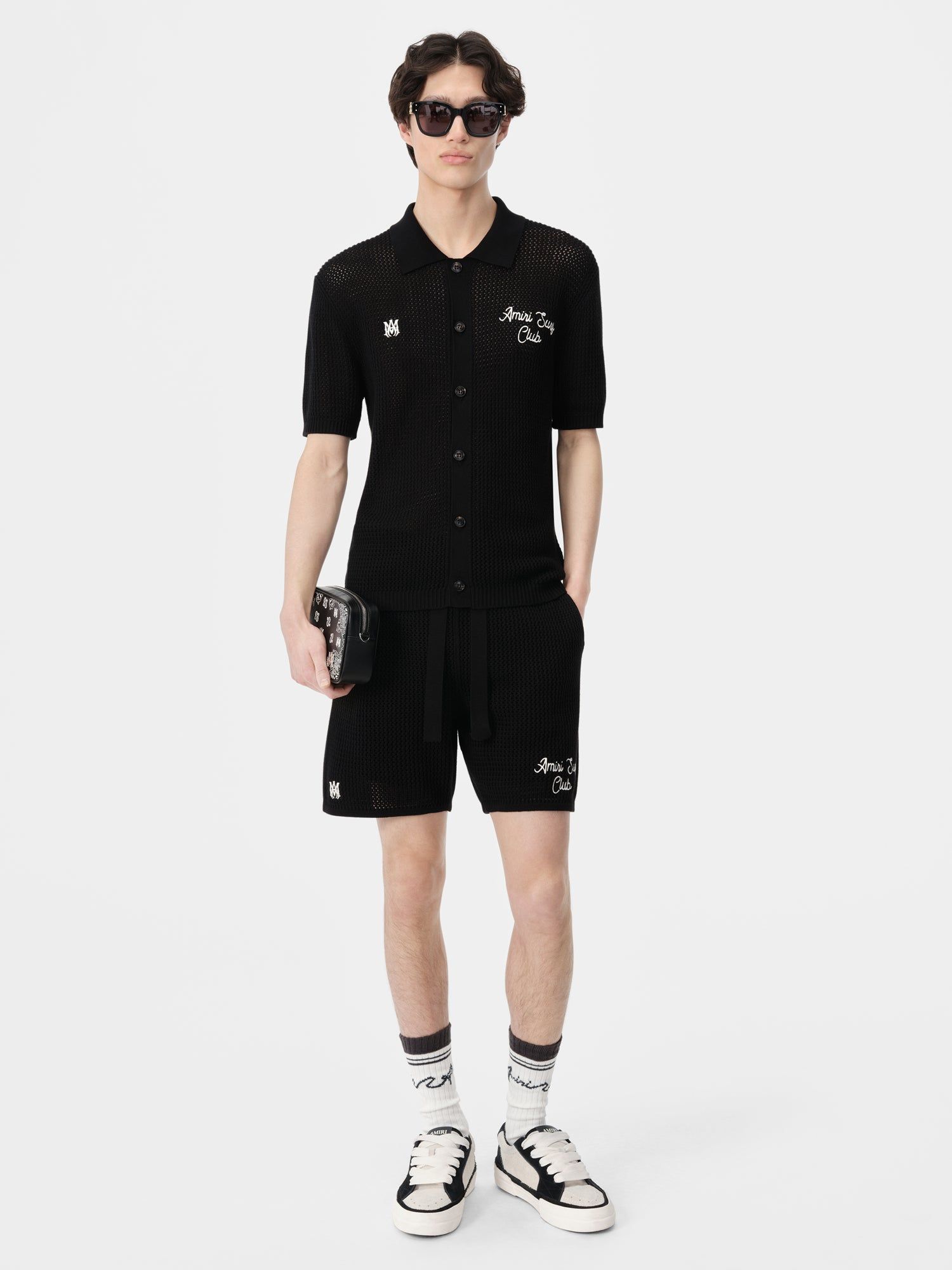 Chemises Amiri Surf Club Crotchet Polo Homme Noir | BPQZ56840