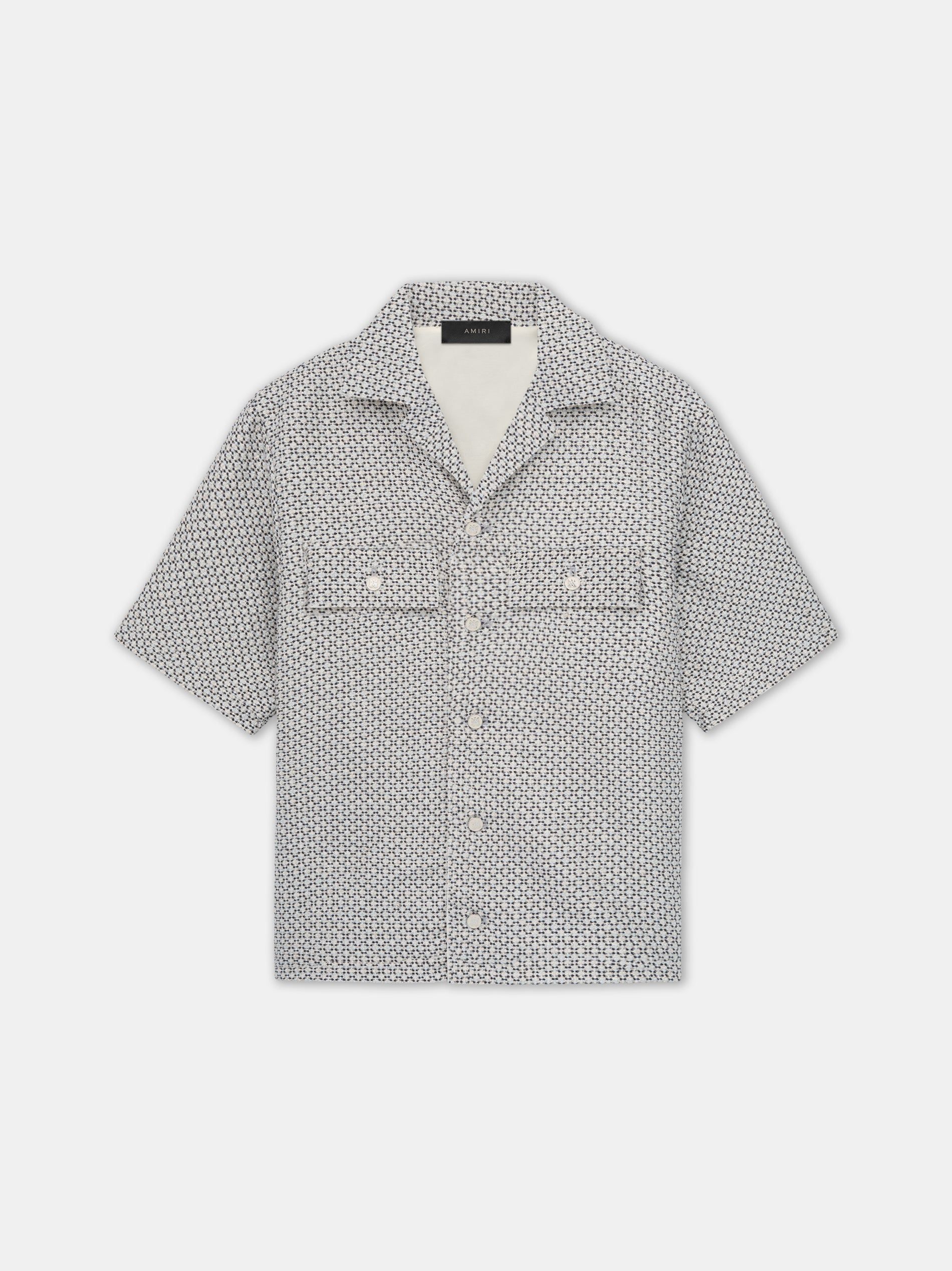 Chemises Amiri Tweed Camp Shirt Homme Cerulean | MTVW79325
