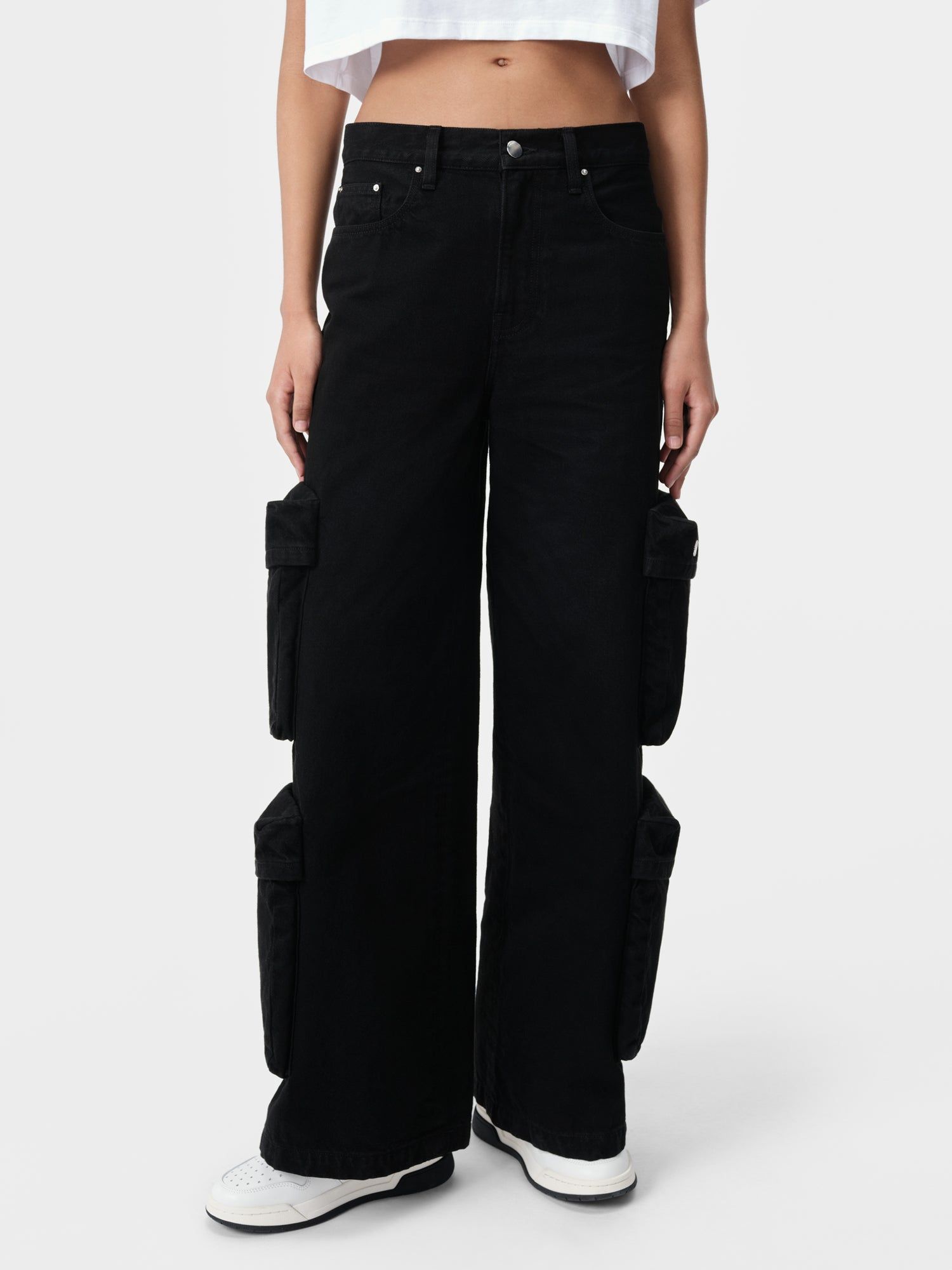 Denim Amiri Baggy Cargo Jean Femme Noir | SOZY43671