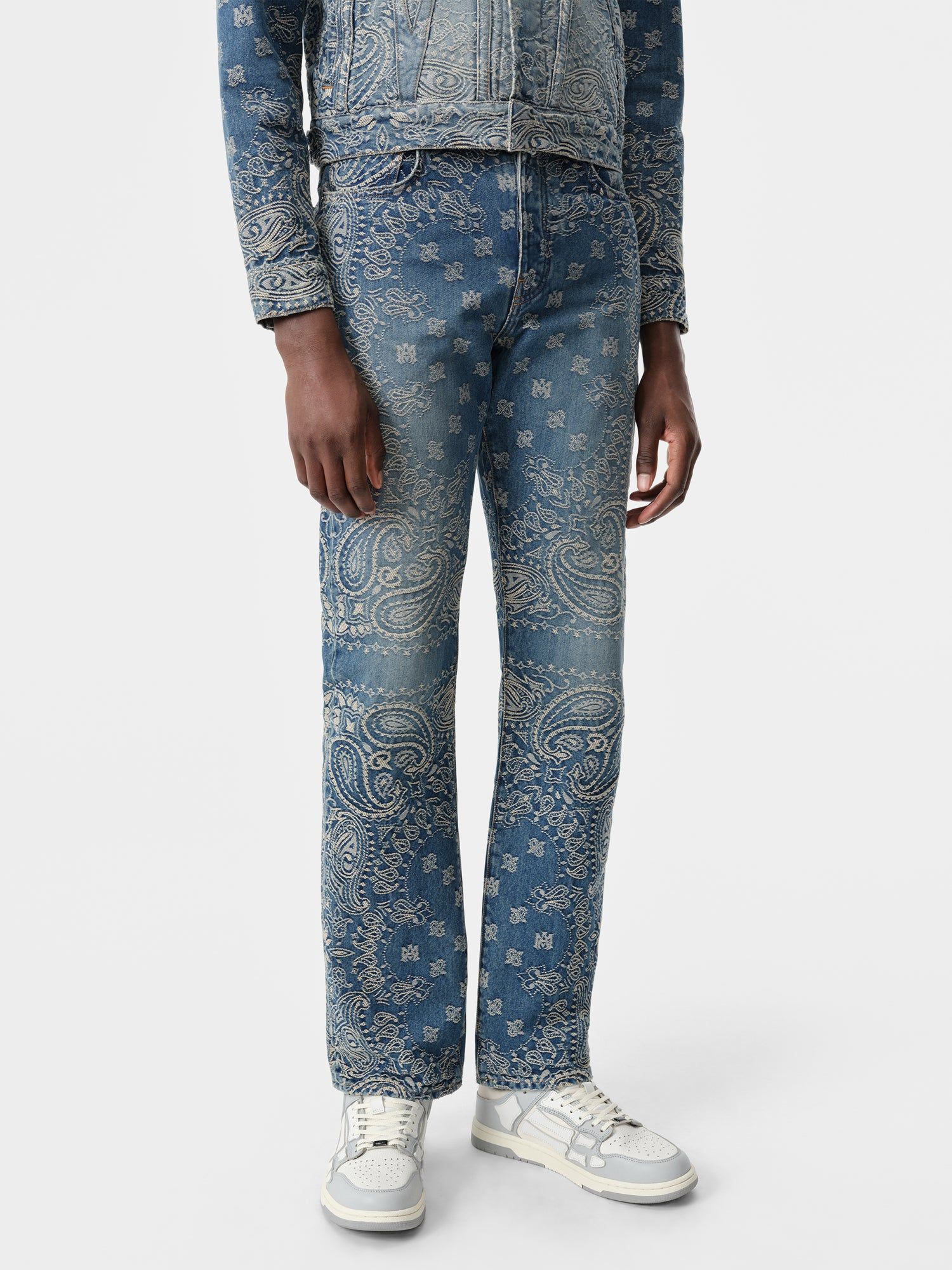 Denim Amiri Bandana Jacquard Straight Jean Homme Indigo Foncé | PGBN37620