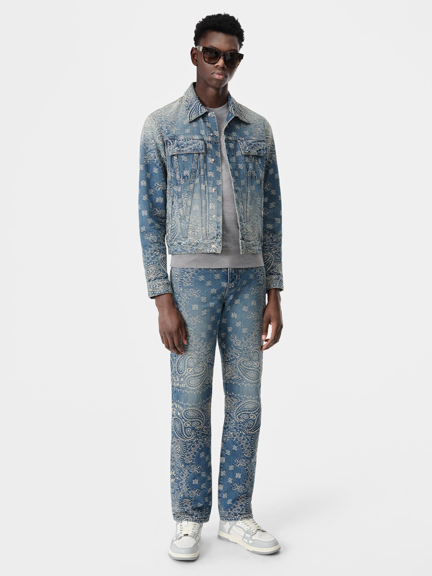 Denim Amiri Bandana Jacquard Straight Jean Homme Indigo Foncé | PGBN37620