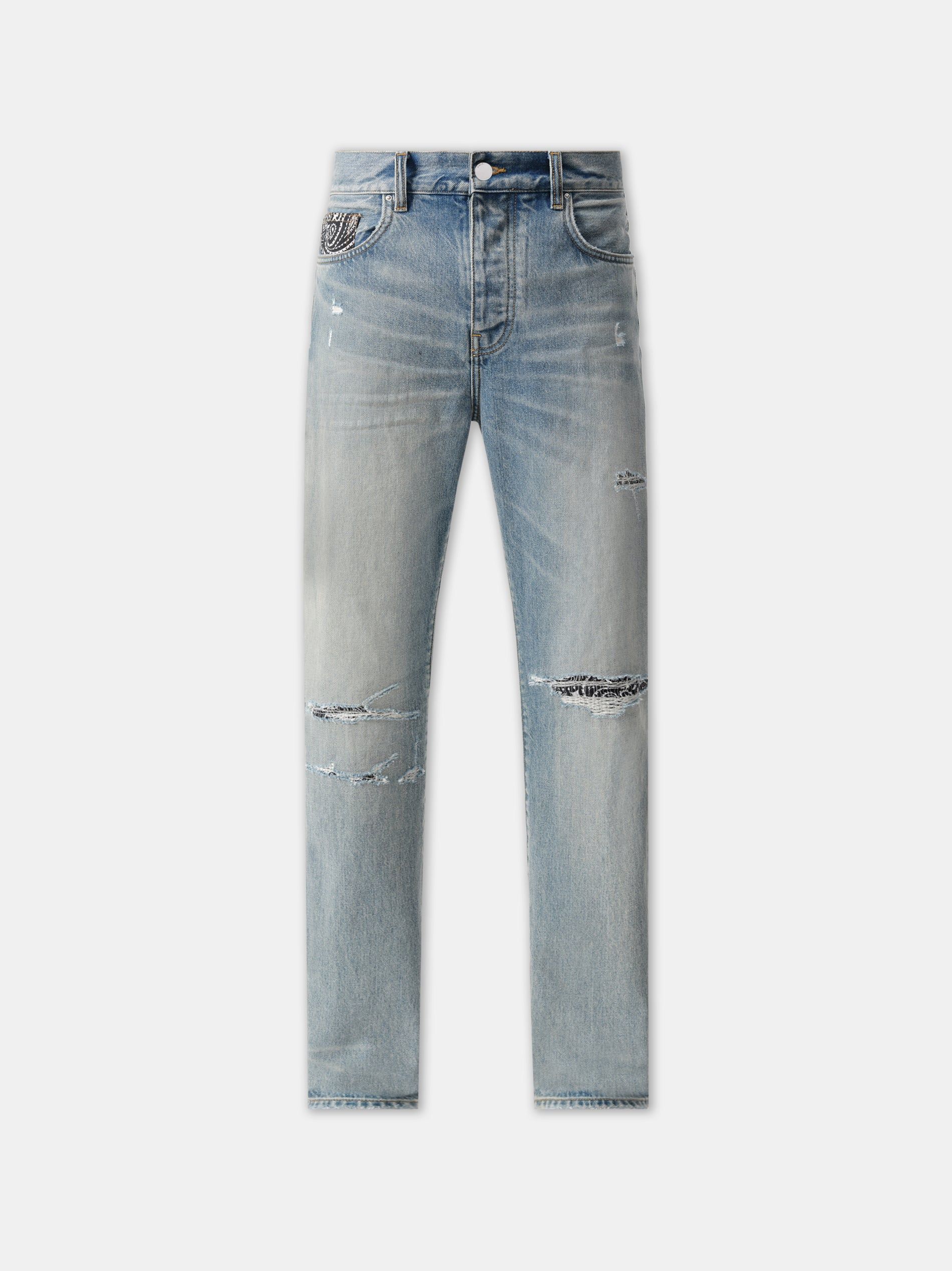 Denim Amiri Bandana Repair Straight Jean Homme Indigo | AQMD46935