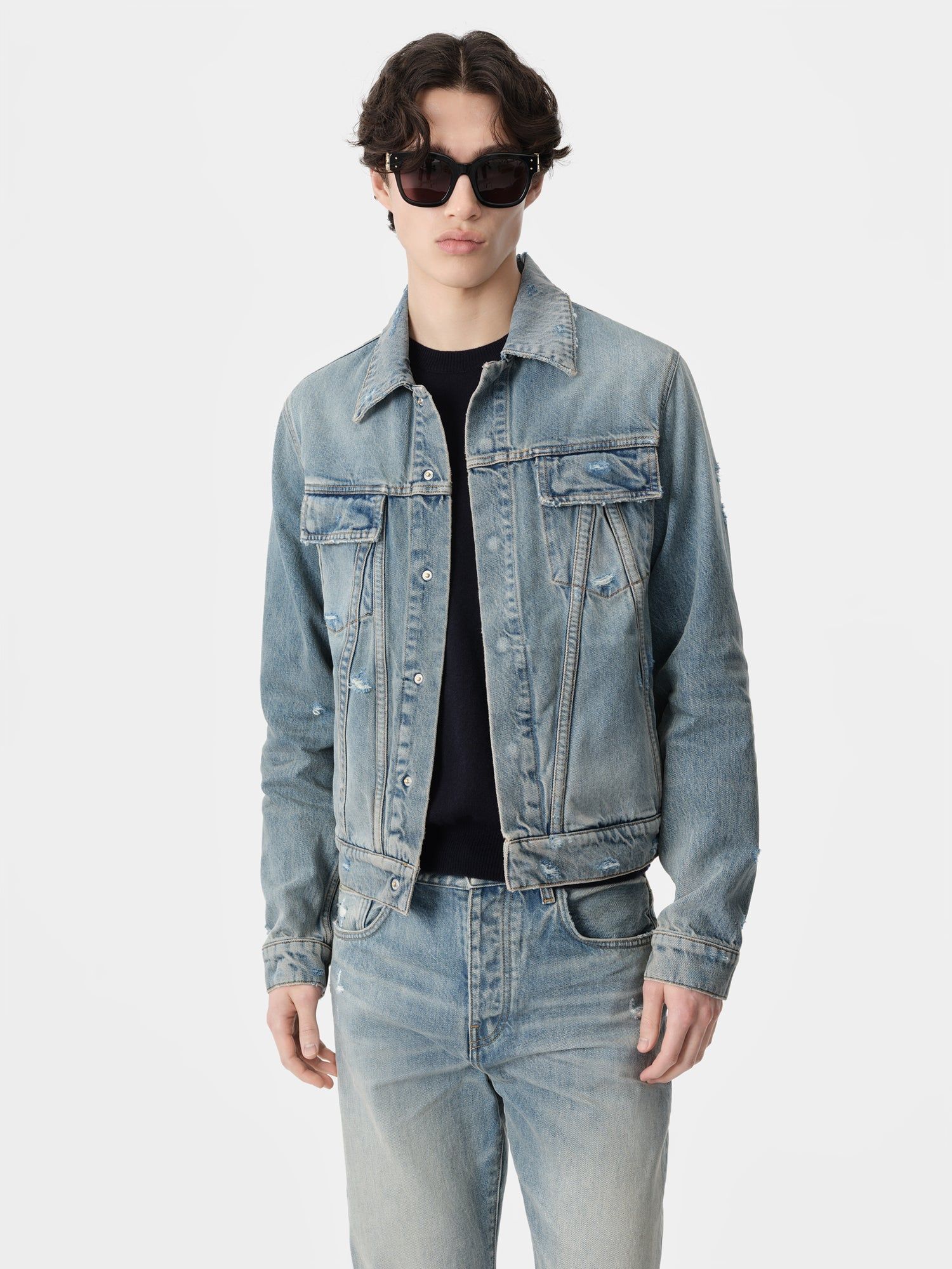 Denim Amiri Ma Trucker Jacket Homme Indigo | WRFO98364