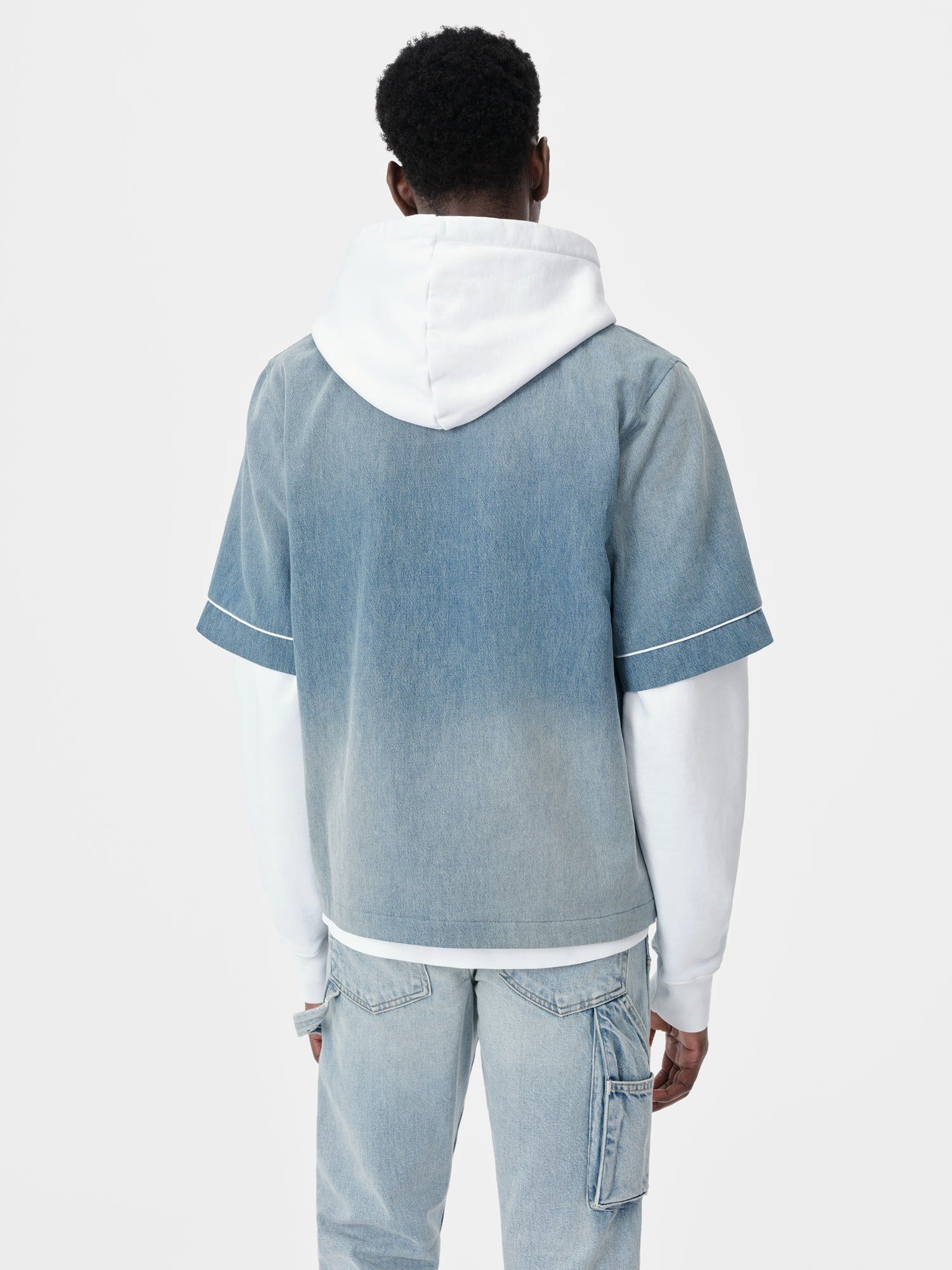 Denim Amiri Sunfaded Baseball Shirt Homme Indigo | SLXR73148