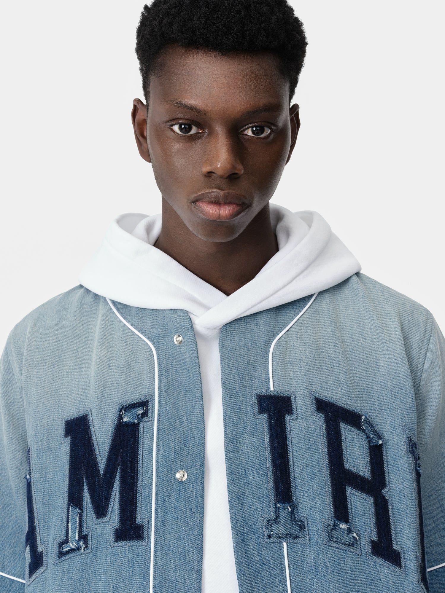 Denim Amiri Sunfaded Baseball Shirt Homme Indigo | SLXR73148