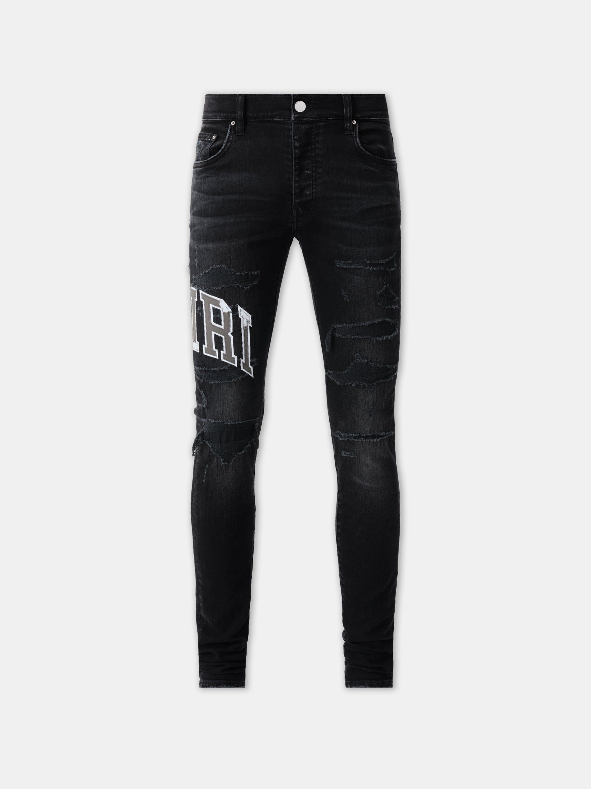 Denim Amiri Varsity Logo Repair Jean Homme Noir | YBAN69138