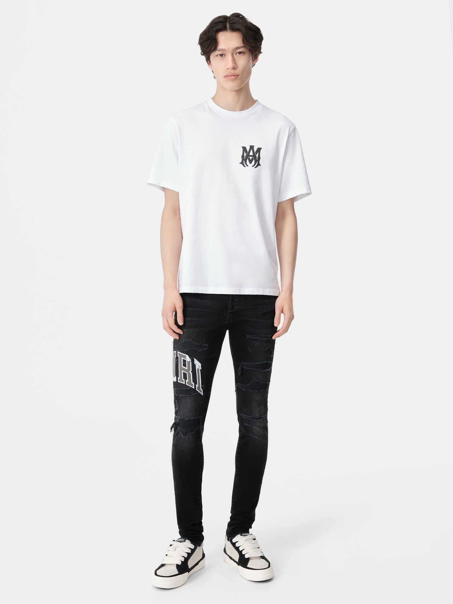 Denim Amiri Varsity Logo Repair Jean Homme Noir | YBAN69138