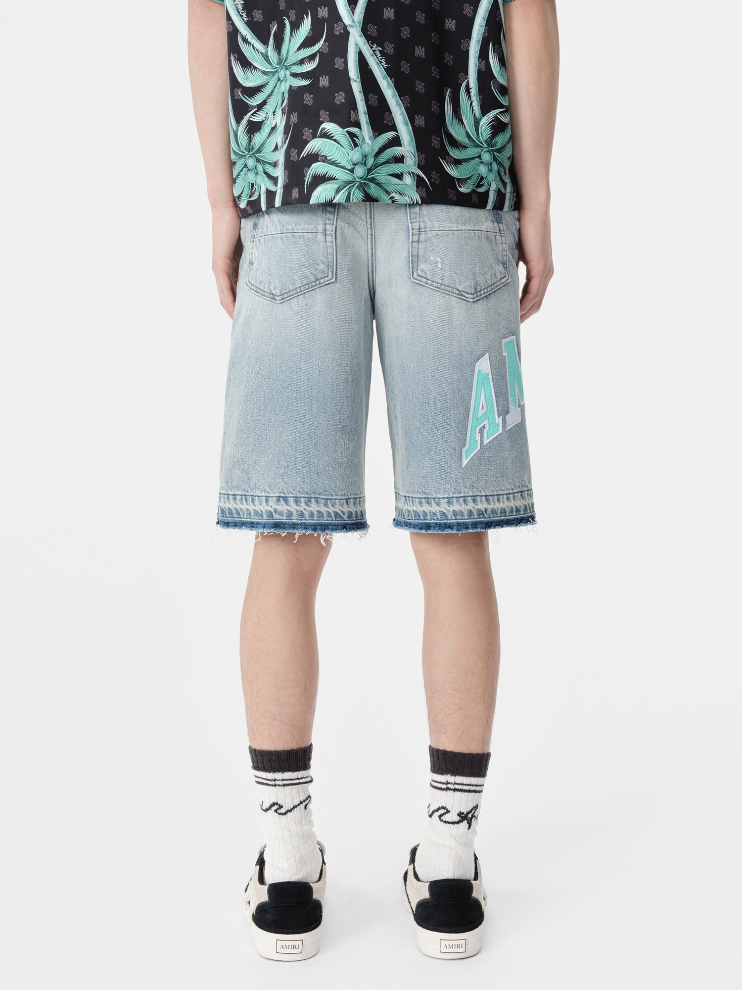 Denim Amiri Varsity Logo Repair Short Homme Indigo | YUVM87914