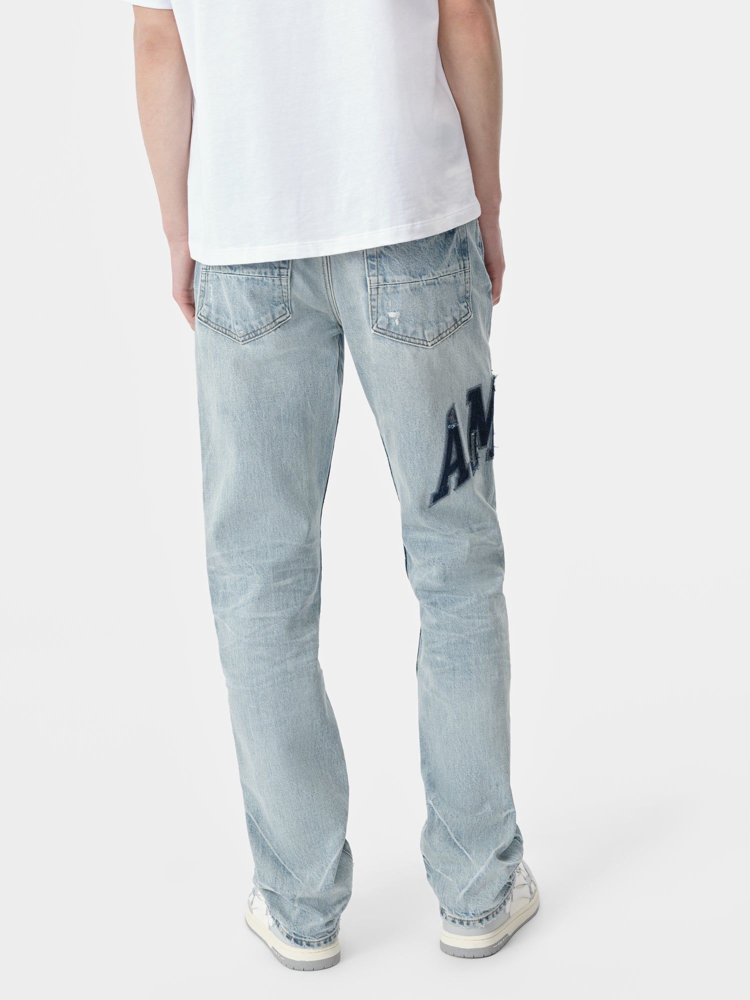 Denim Amiri Varsity Logo Repair Straight Homme Indigo | QHDJ83762