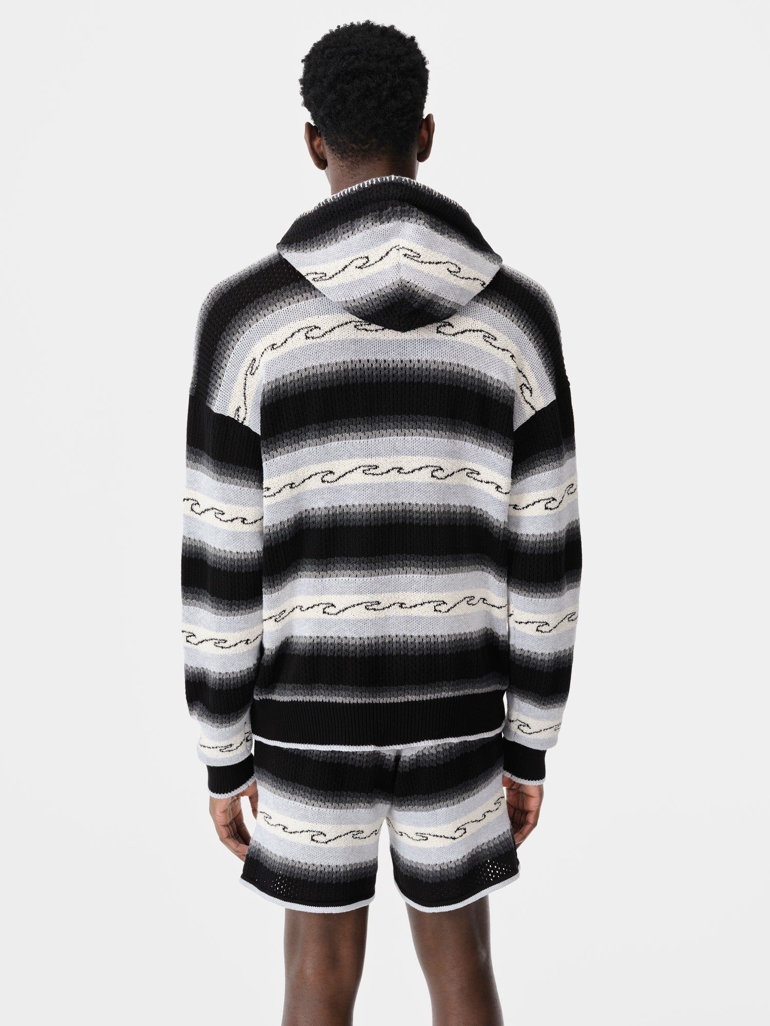 Knitwear Amiri Amri Wave Baja Stripe Hoodie Homme Noir | NCSY61049