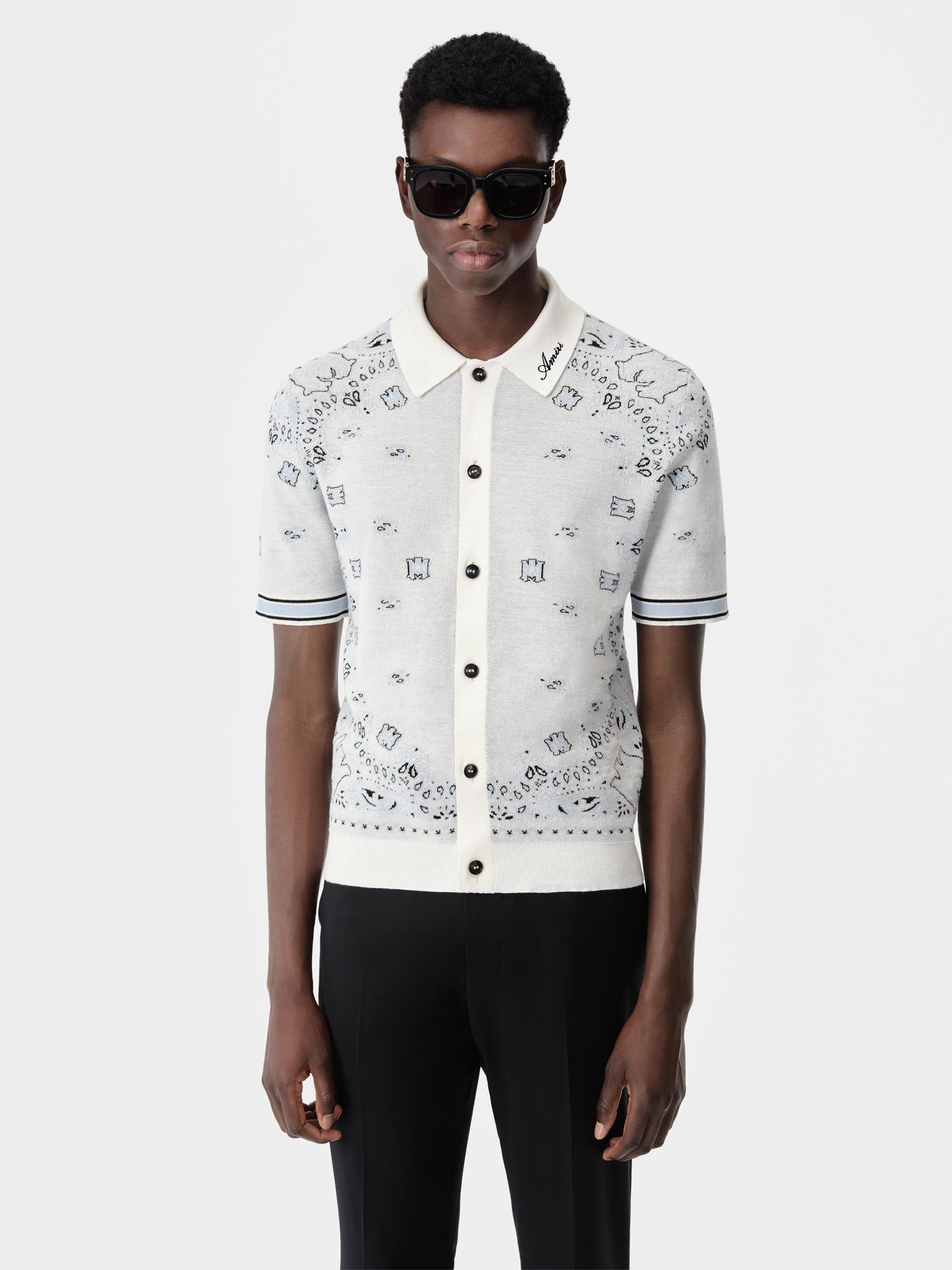 Knitwear Amiri Bandana Polo Homme Blanche Bleu | NIPY80512