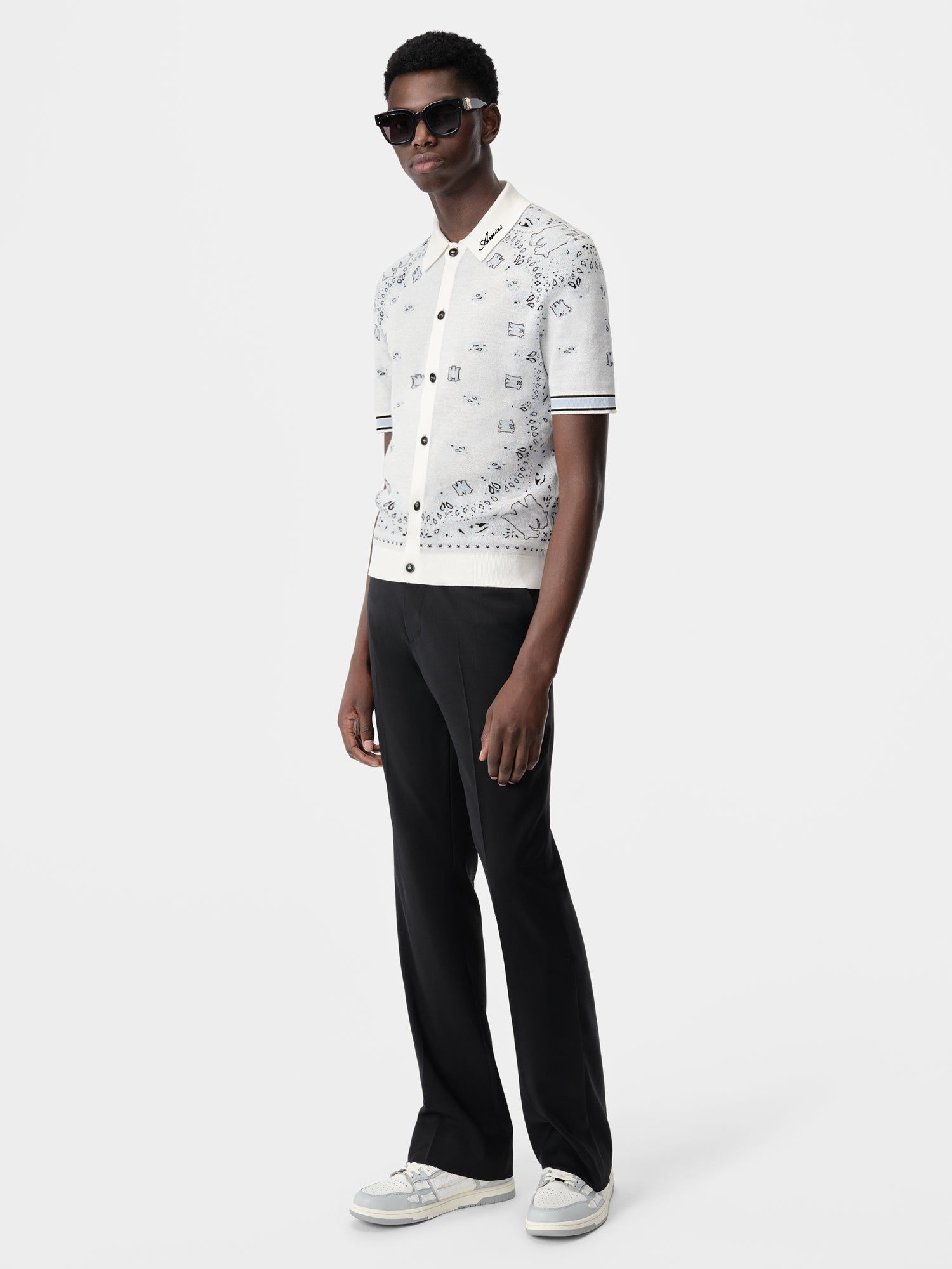 Knitwear Amiri Bandana Polo Homme Blanche Bleu | NIPY80512
