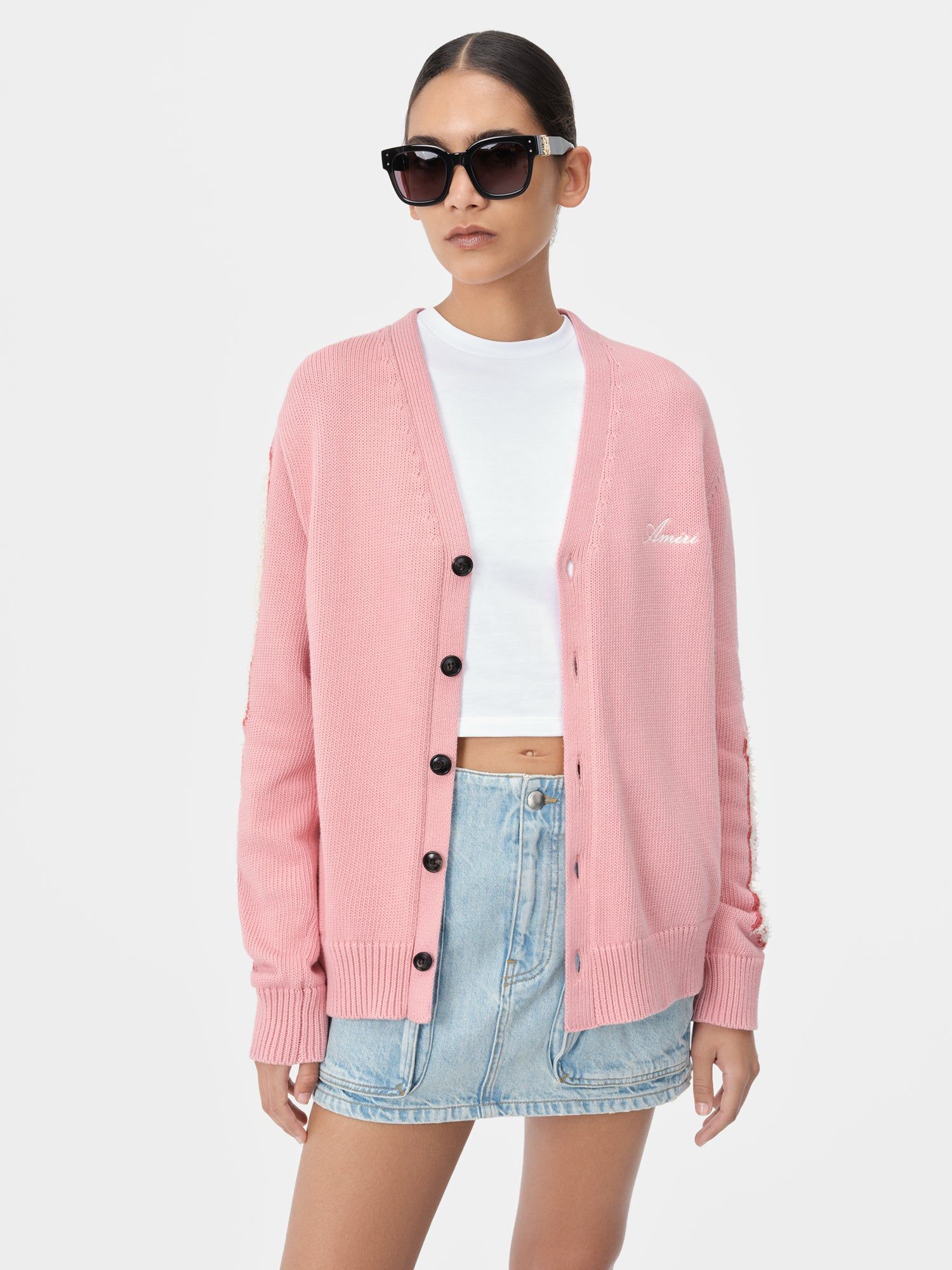 Knitwear Amiri Bones Cardigan Femme Rose | KDVS94071