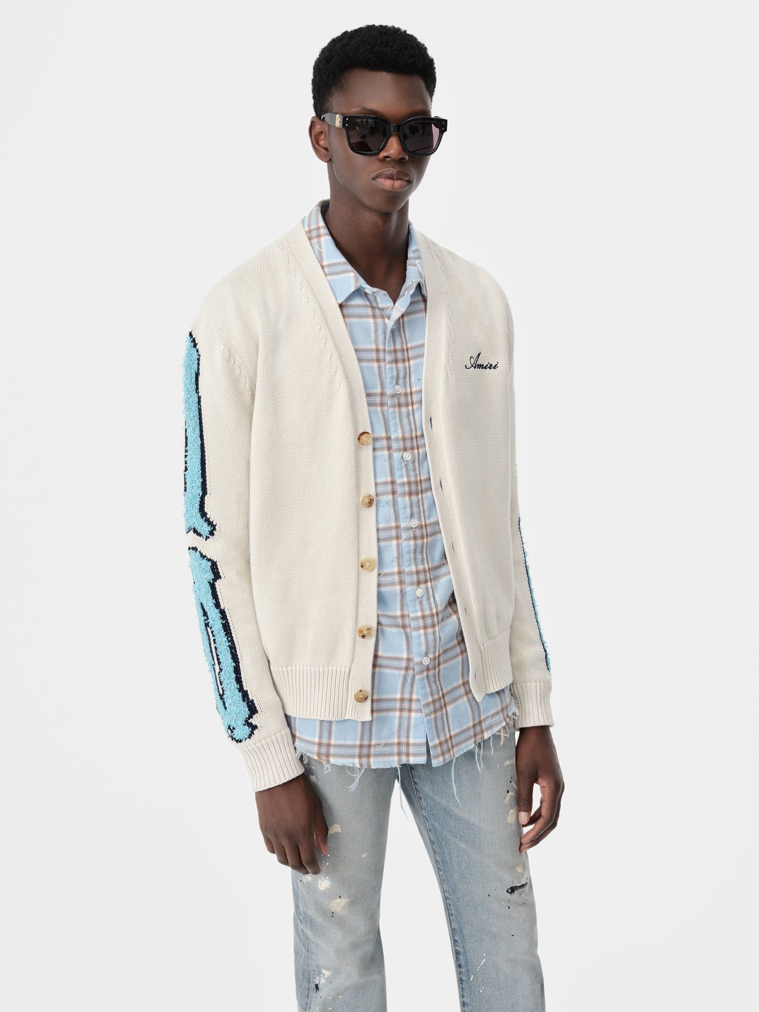 Knitwear Amiri Bones Cardigan Homme Birch | CQZP17328