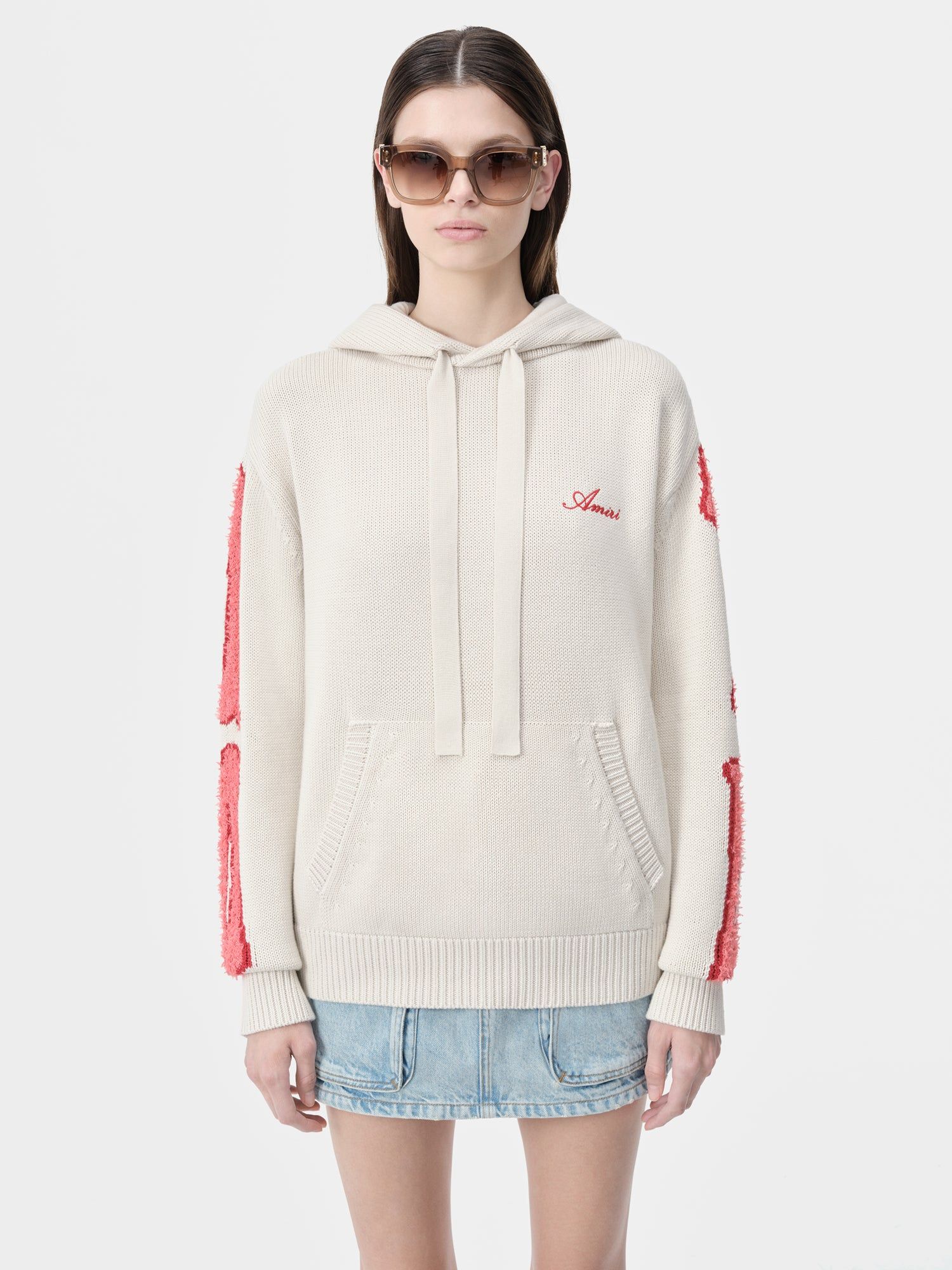 Knitwear Amiri Bones Hoodie Femme Alabaster | COKN20187