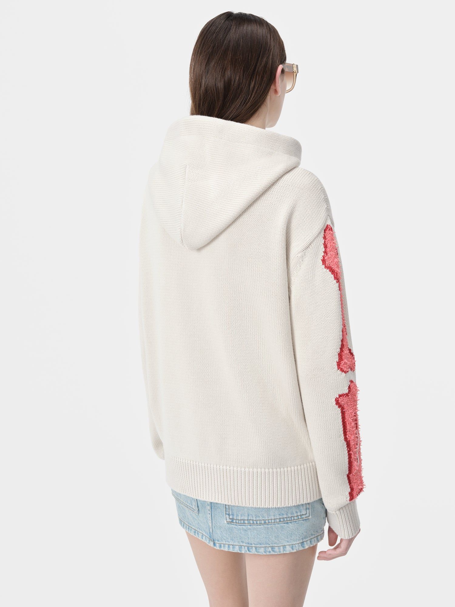 Knitwear Amiri Bones Hoodie Femme Alabaster | COKN20187
