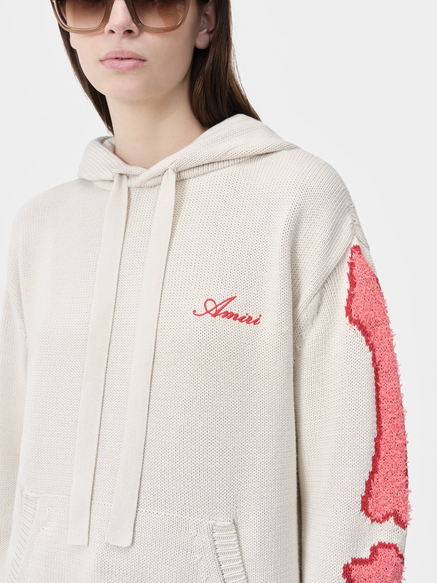 Knitwear Amiri Bones Hoodie Femme Alabaster | COKN20187
