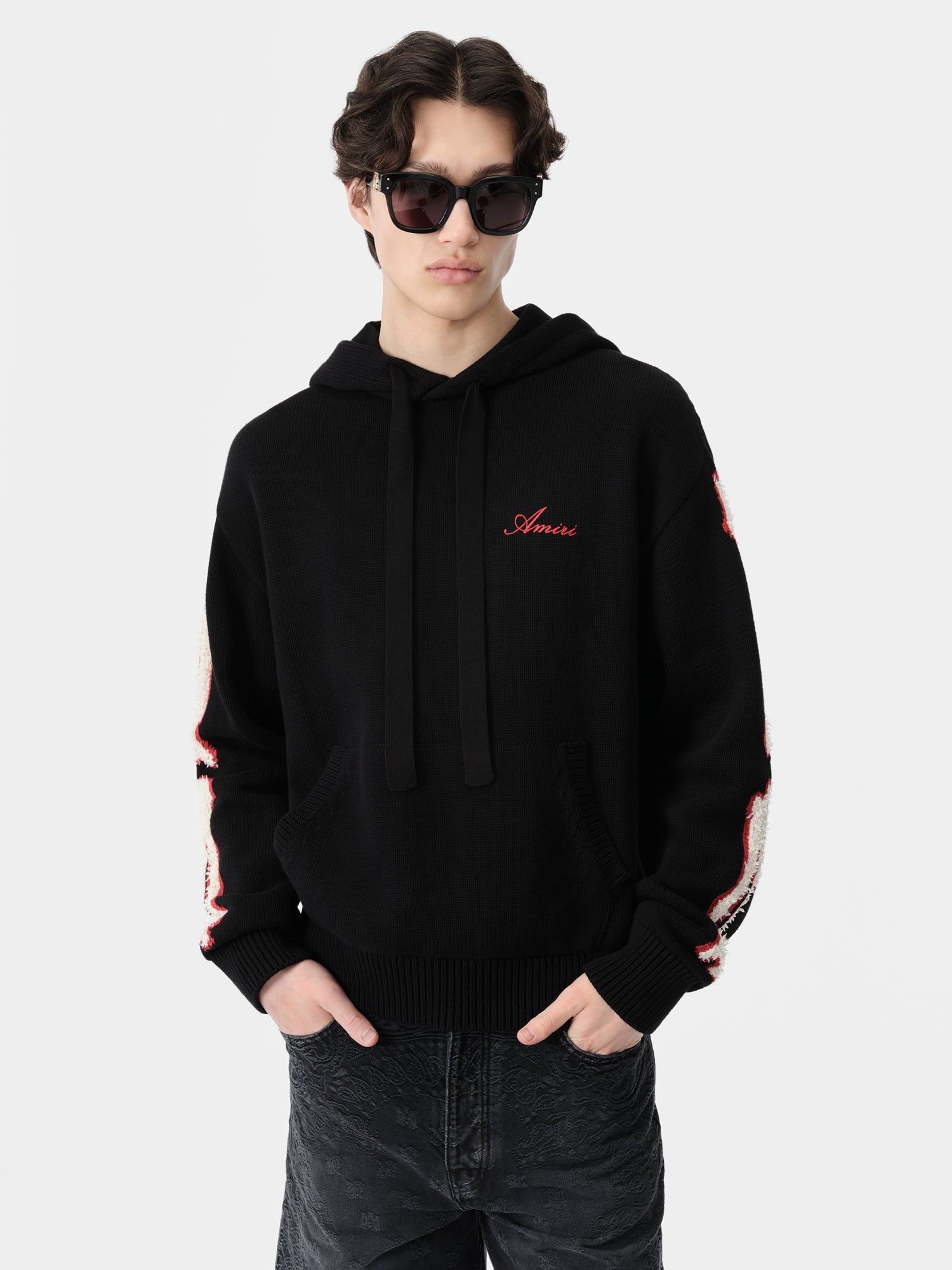 Knitwear Amiri Bones Hoodie Homme Noir | EVNM60491